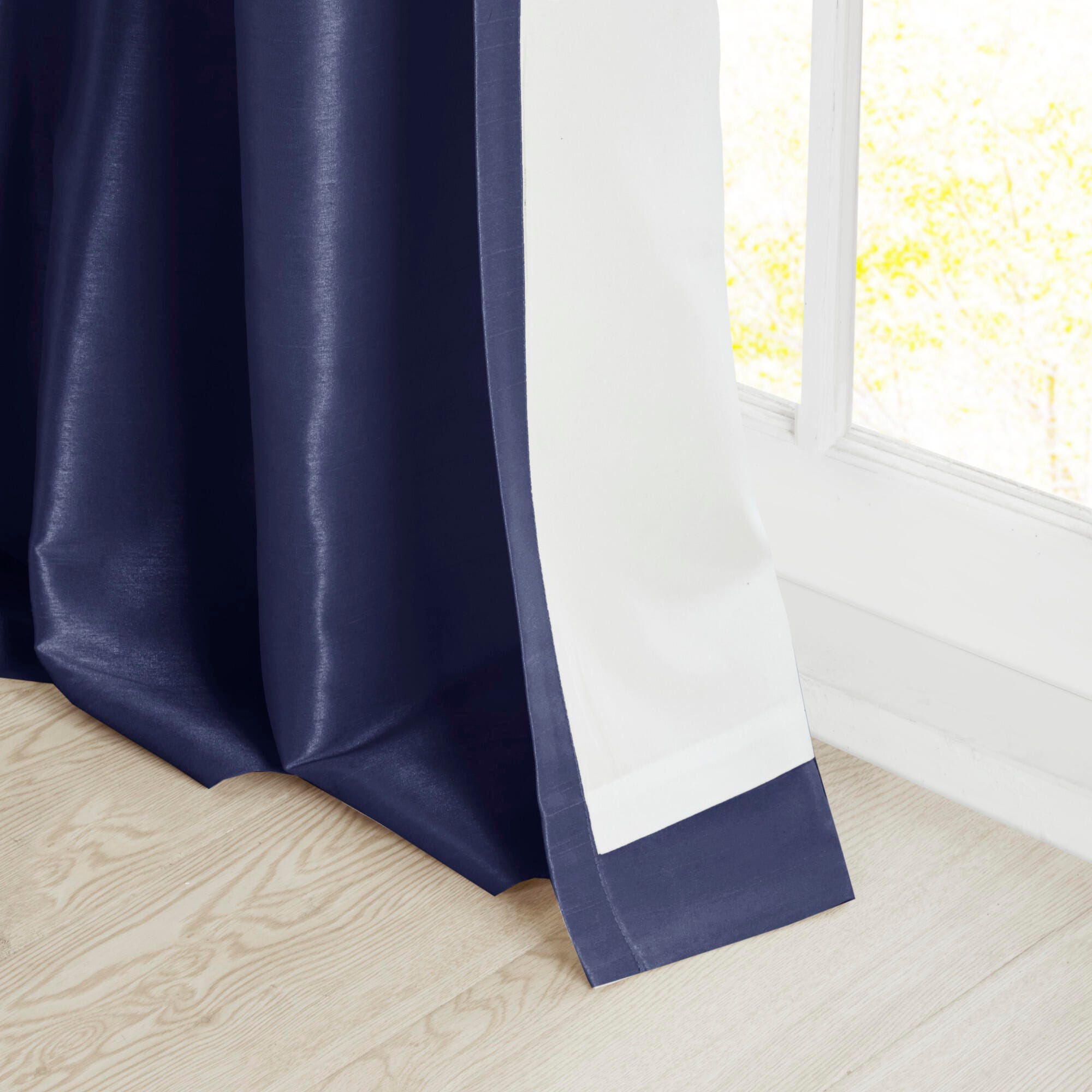 Madison Park Lillian Emilia Twist Tab Lined Window Curtain, Navy, large