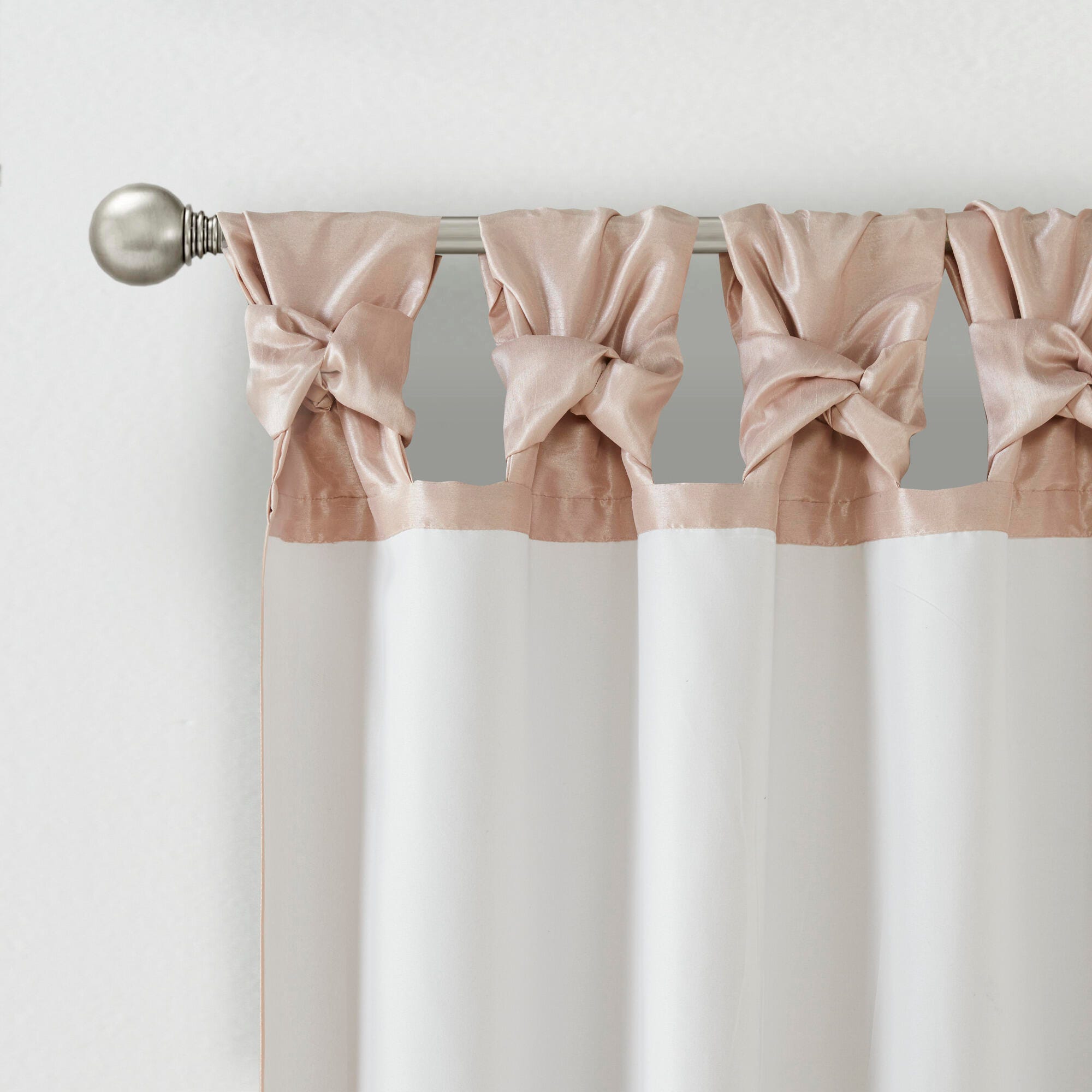 Madison Park Lillian Emilia Twist Tab Lined Window Curtain, Blush, large