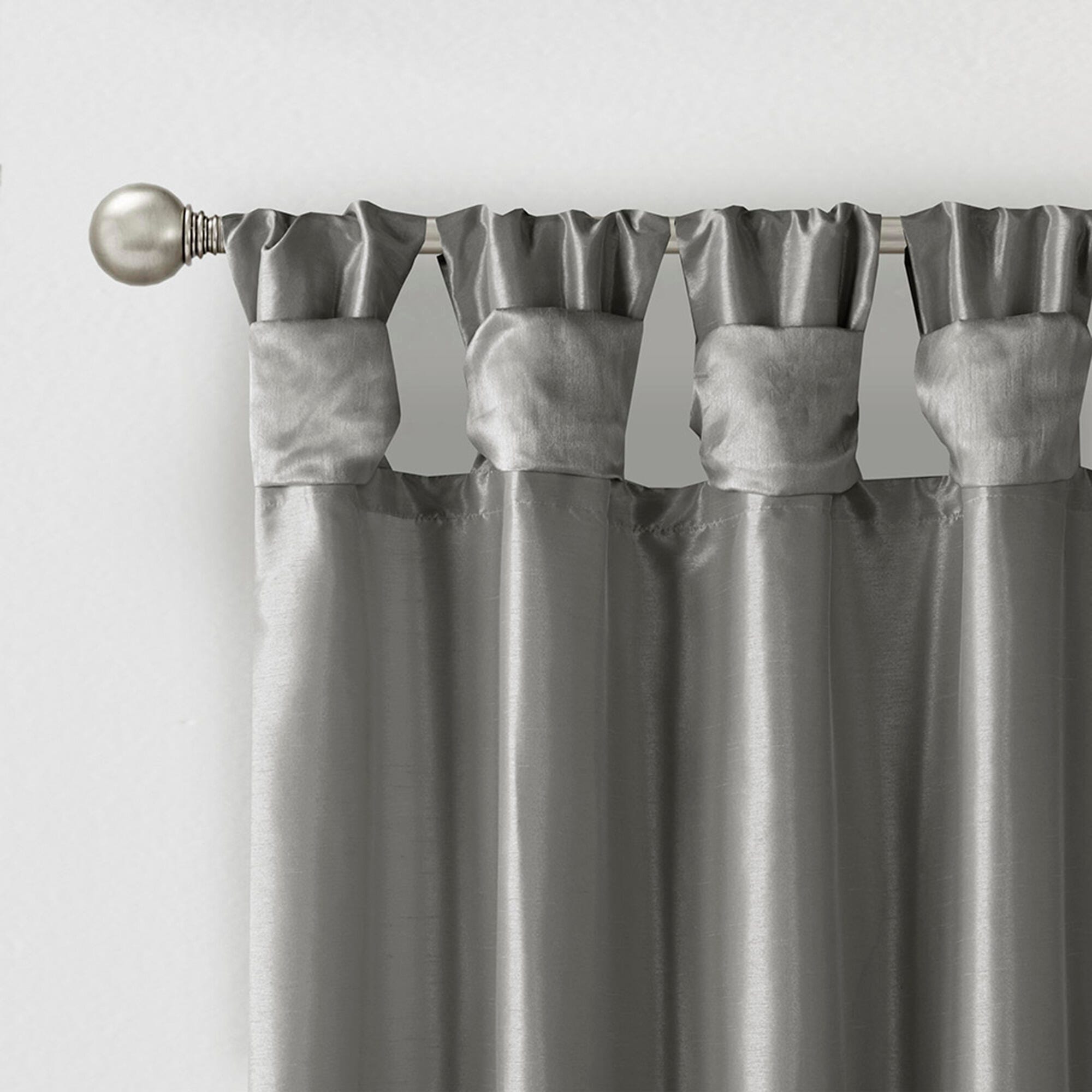 Madison Park Lillian Emilia Twist Tab Lined Window Curtain, Charcoal, large
