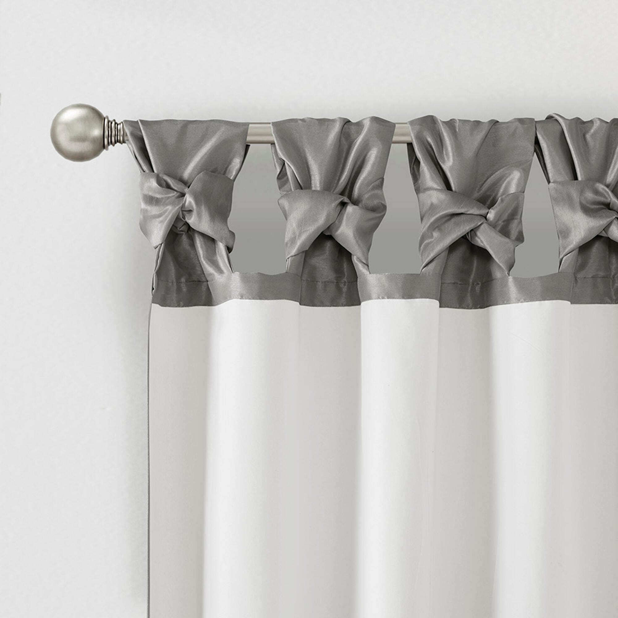 Madison Park Lillian Emilia Twist Tab Lined Window Curtain, Charcoal, large