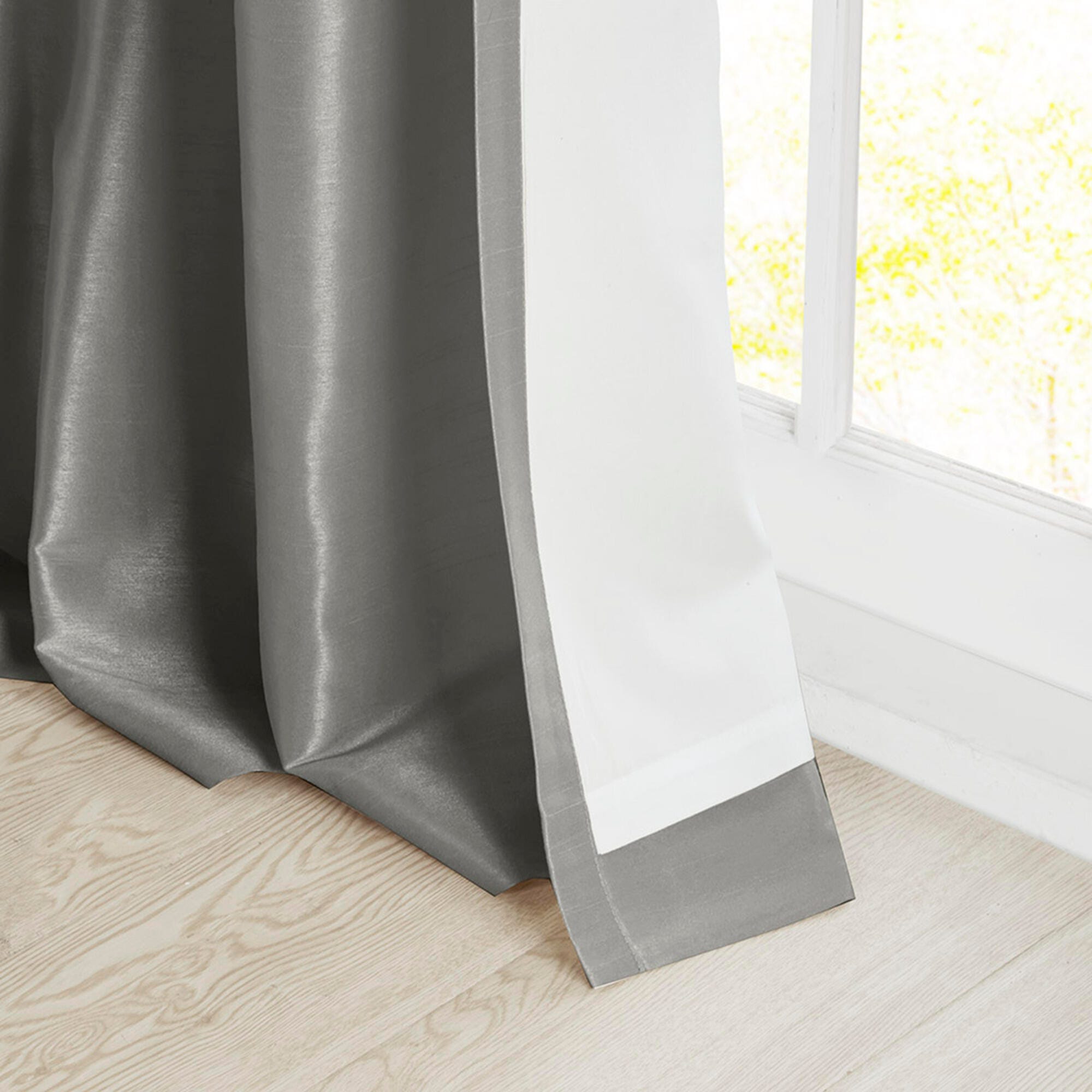 Madison Park Lillian Emilia Twist Tab Lined Window Curtain, Charcoal, large