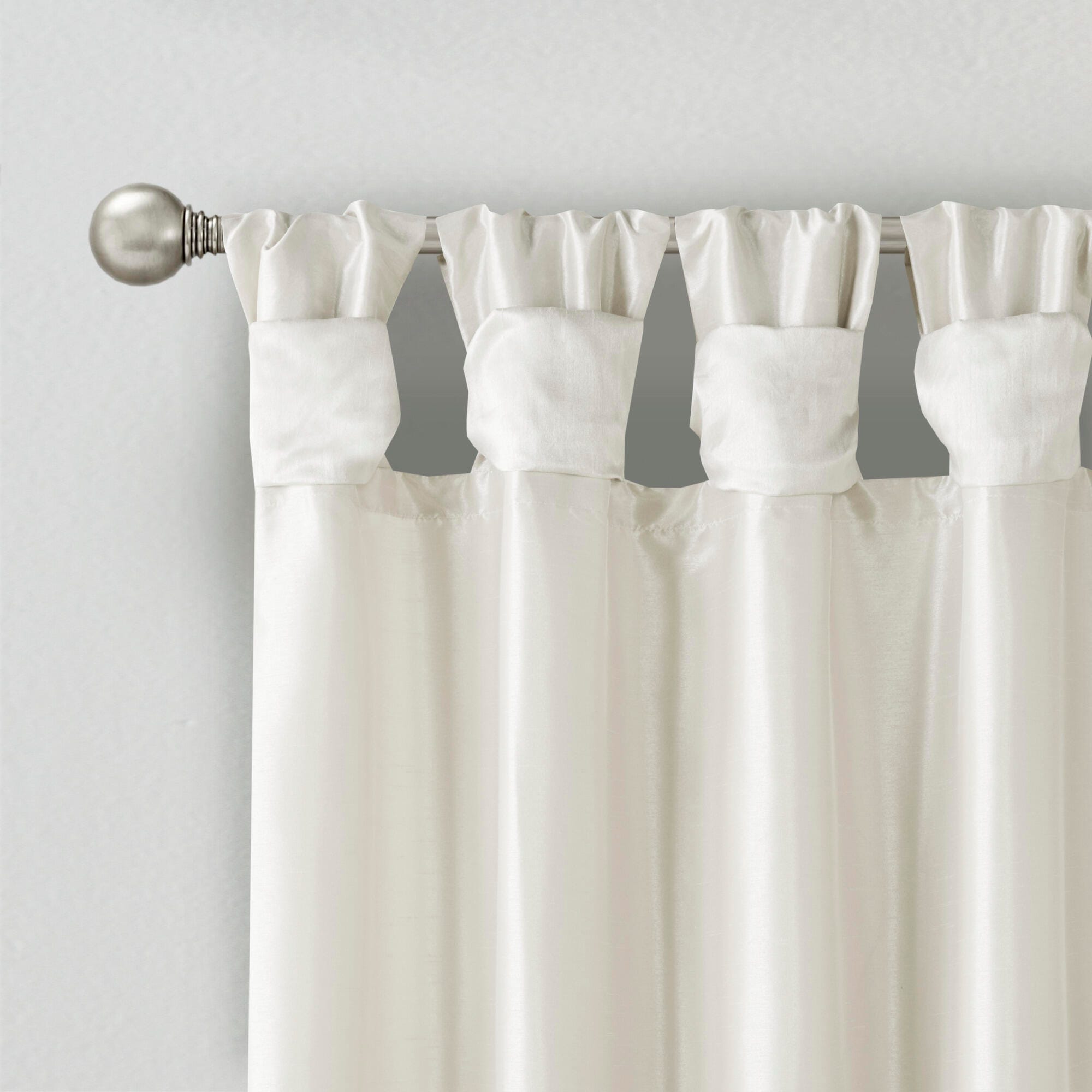 Madison Park Lillian Emilia Twist Tab Lined Window Curtain, White, large