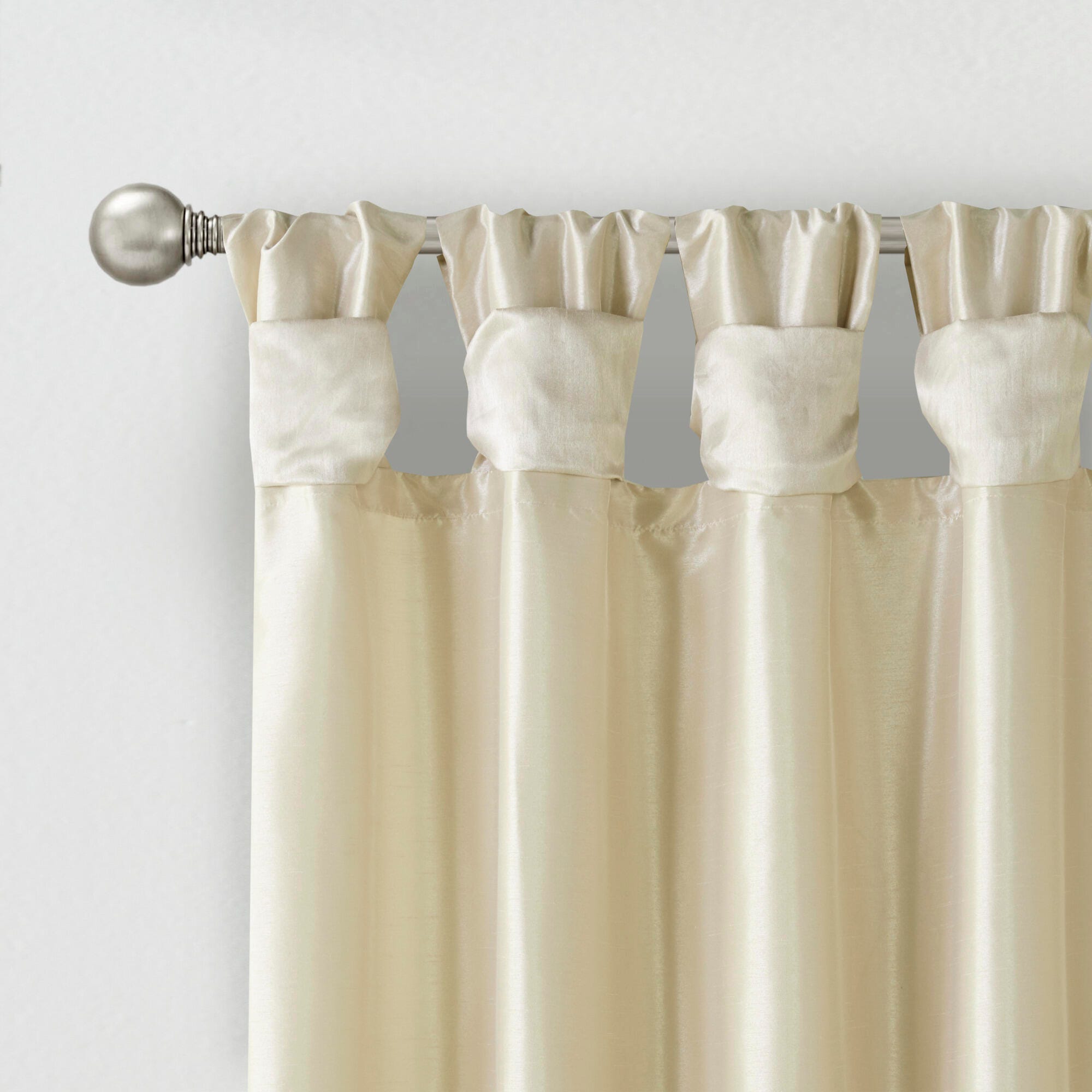 Madison Park Lillian Emilia Twist Tab Lined Window Curtain, Champagne, large