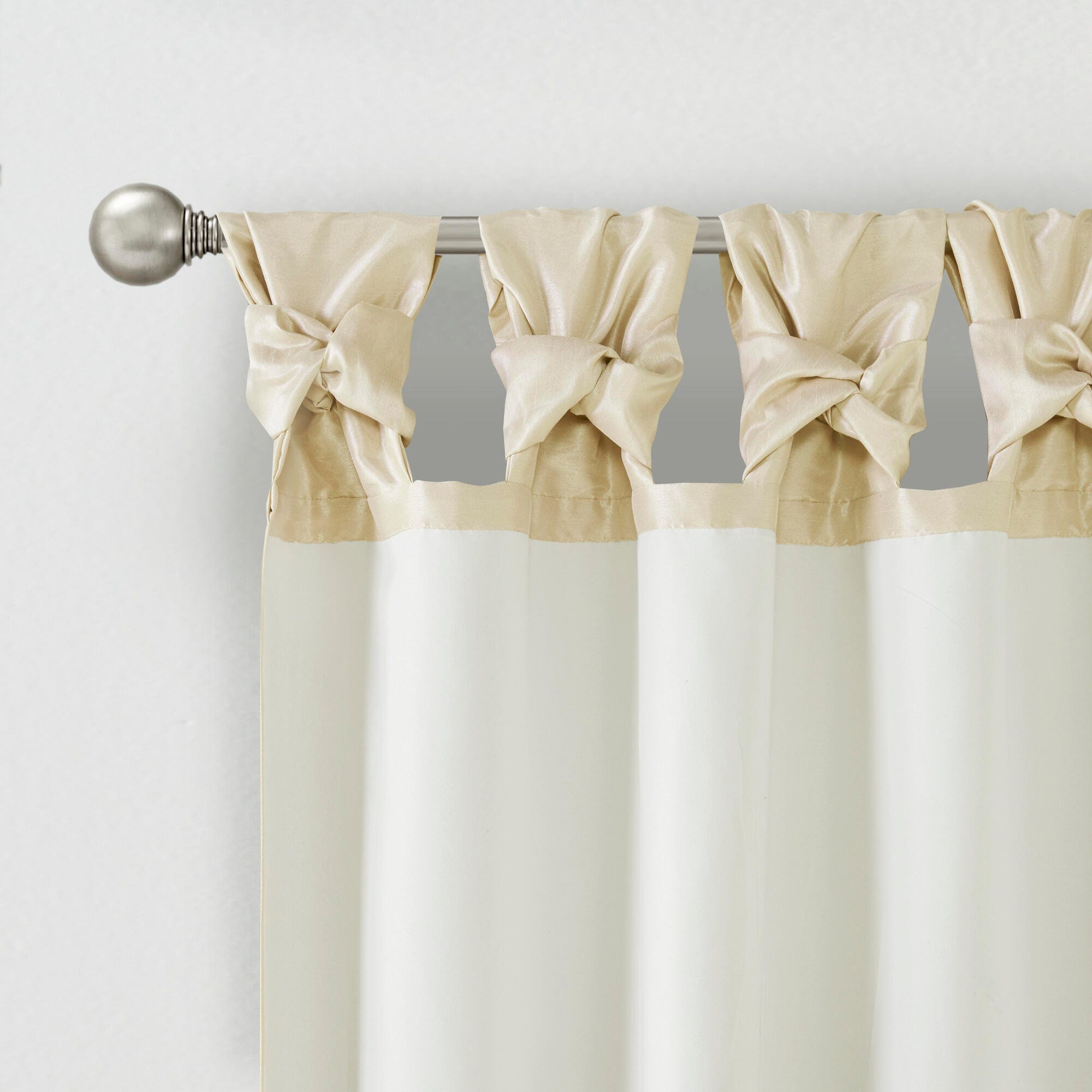 Madison Park Lillian Emilia Twist Tab Lined Window Curtain, Champagne, large
