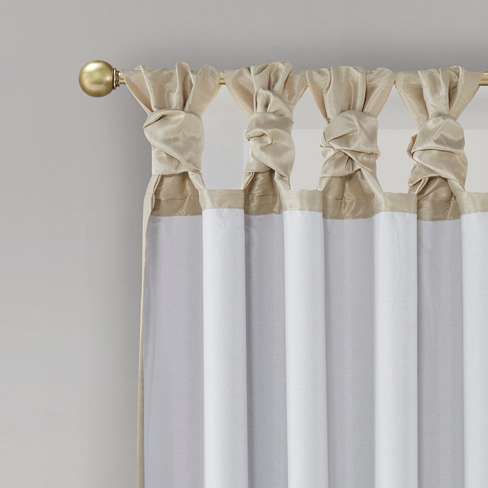 Madison Park Lillian Emilia Twist Tab Total Blackout Window Curtain, Champagne, large