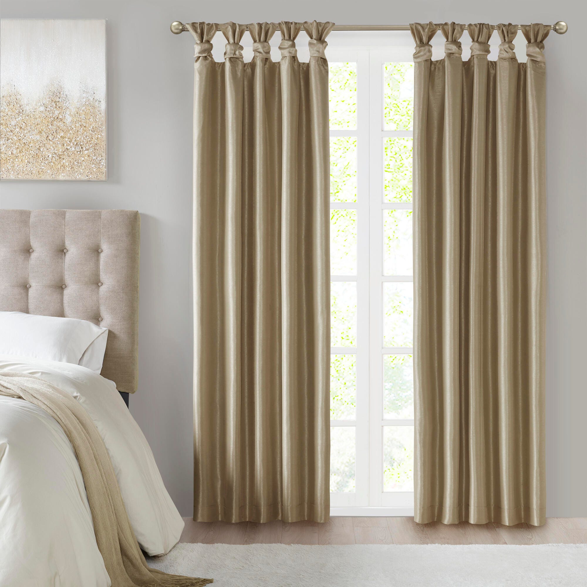 Madison Park Emilia Twist Tab Total Blackout Window Curtain, Bronze, large
