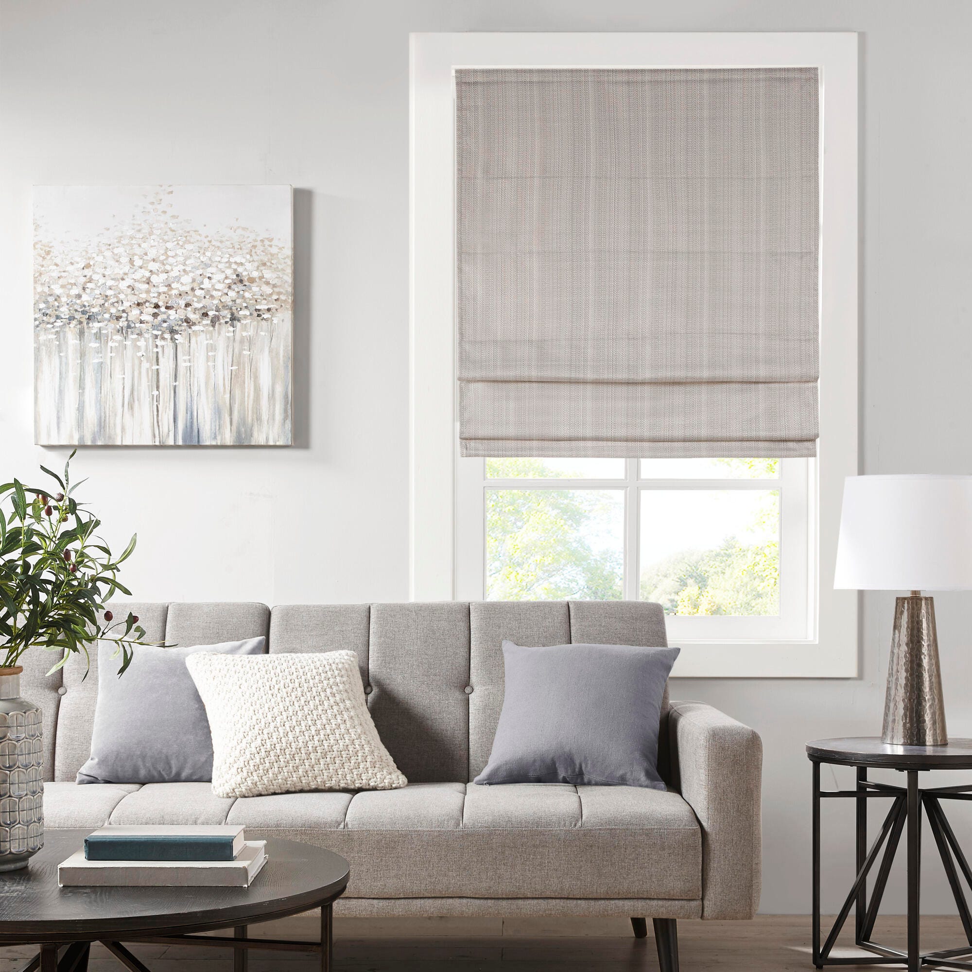 Paxton Basketweave Room Darkening Cordless Roman Shade | Ashley