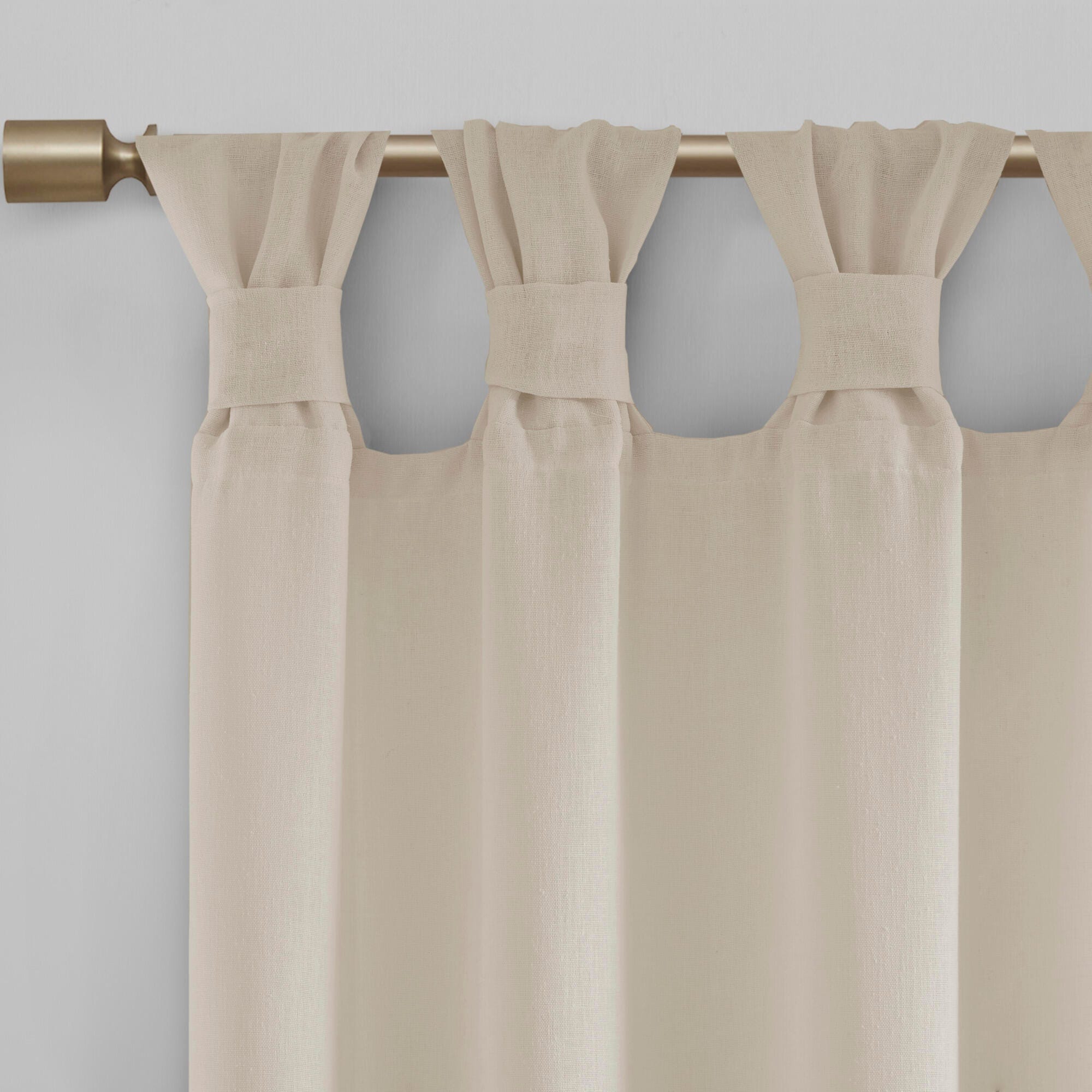 Madison Park Rosette Rosette Floral Embellished Cuff Tab Top Solid Window Panel, Linen, large