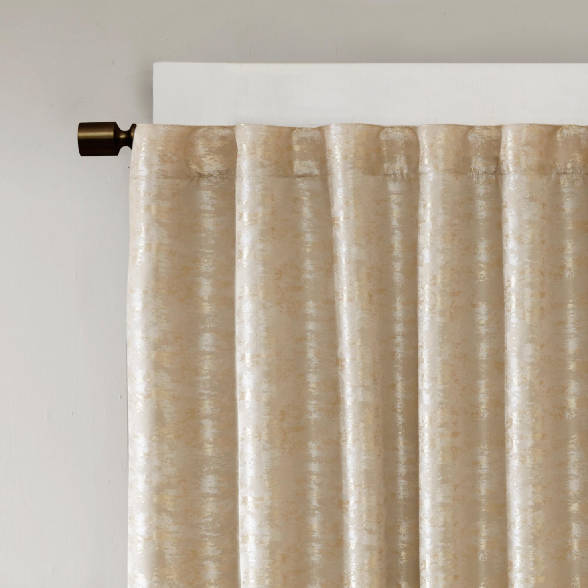 SunSmart Cassius Marble Jacquard Total Blackout Curtain Panel, Gold, large