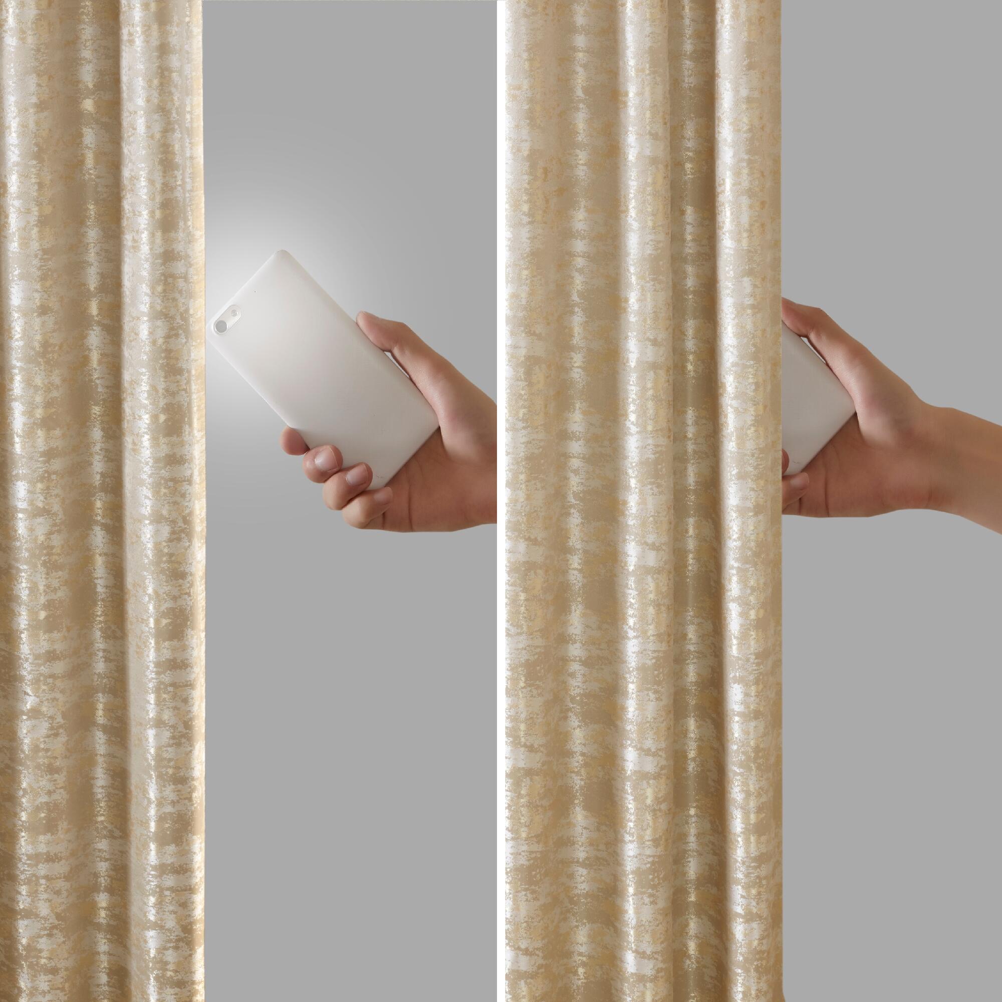 SunSmart Cassius Marble Jacquard Total Blackout Curtain Panel, Gold, large
