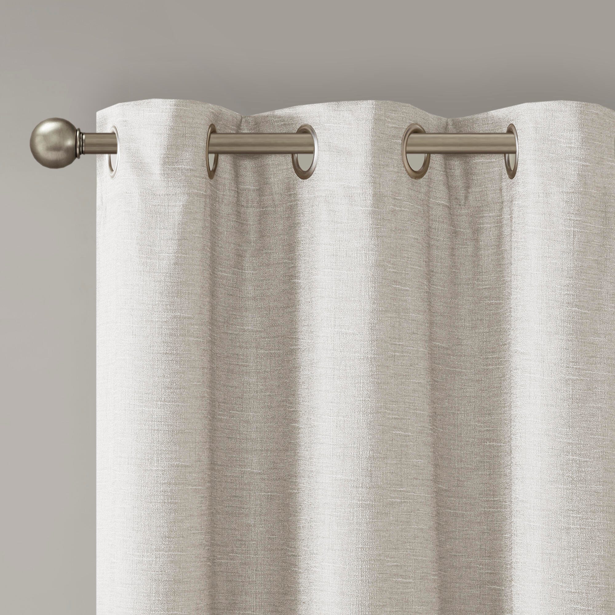 SunSmart Como Tonal Printed Faux Silk Total Blackout Window Panel Pair, Ivory, large