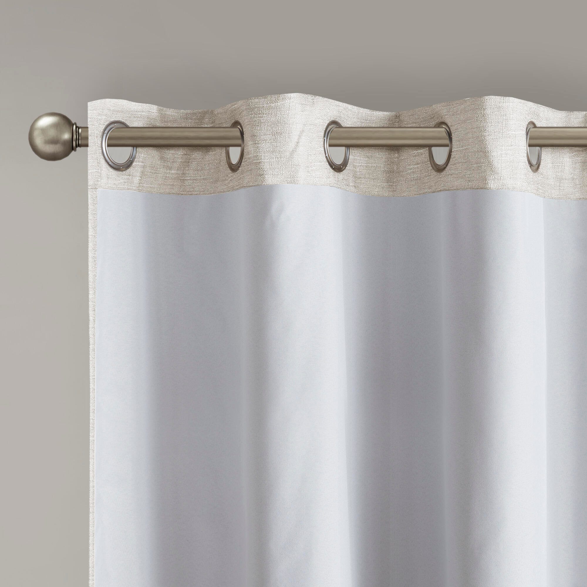 SunSmart Como Tonal Printed Faux Silk Total Blackout Window Panel Pair, Ivory, large