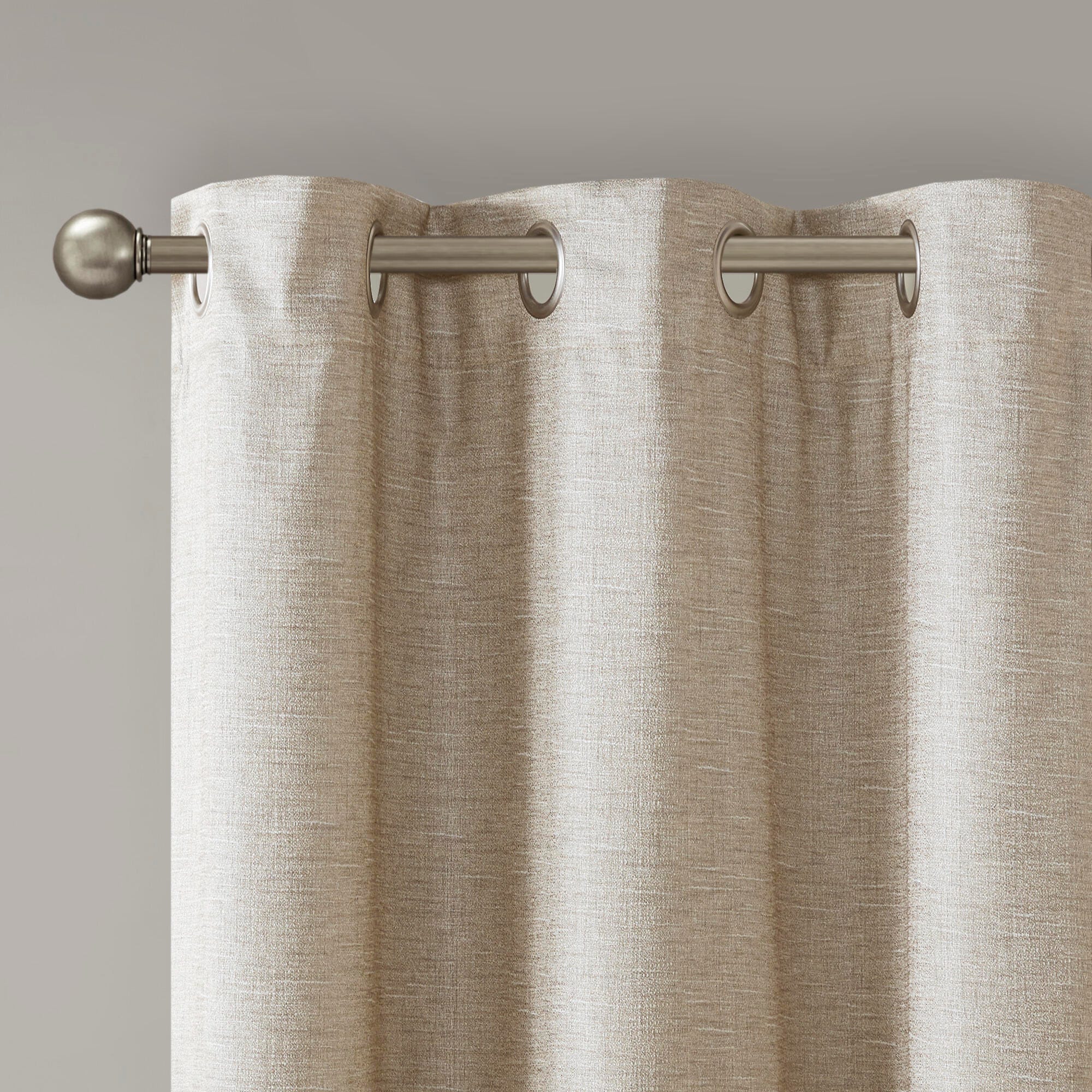 SunSmart Como Tonal Printed Faux Silk Total Blackout Window Panel Pair, Taupe, large