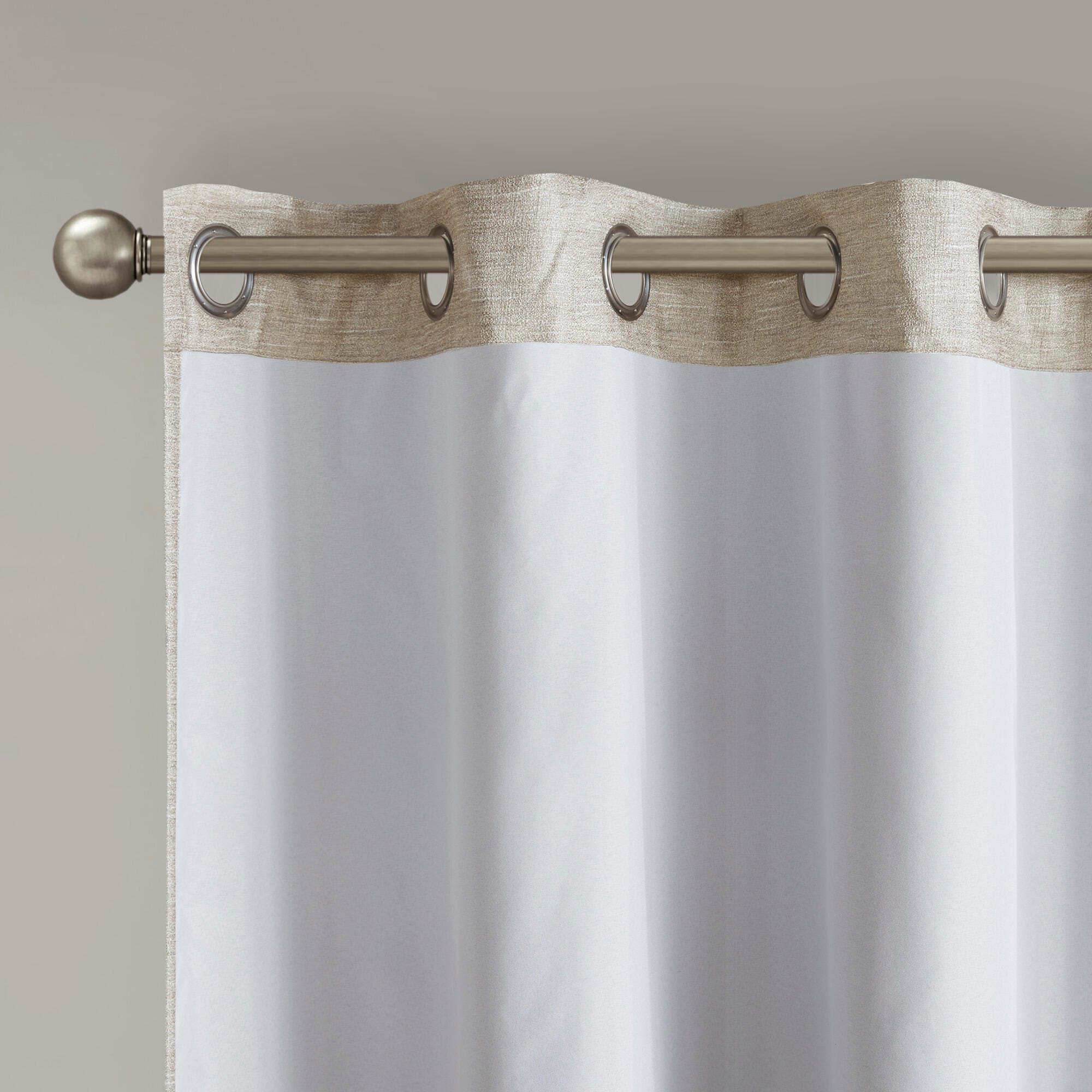 SunSmart Como Tonal Printed Faux Silk Total Blackout Window Panel Pair, Taupe, large