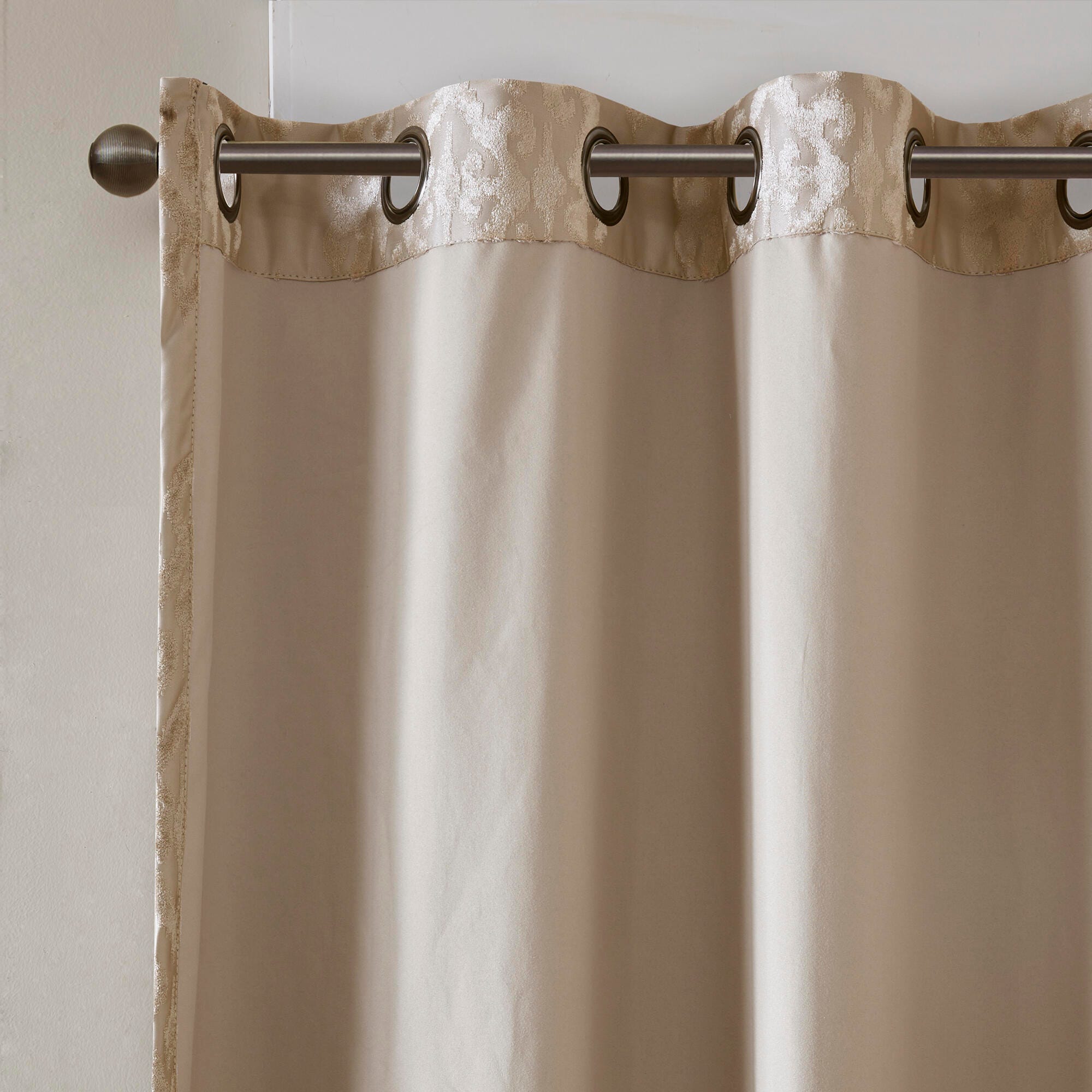SunSmart Mirage Knitted Jacquard Damask Total Blackout Curtain Panel, Champagne, large