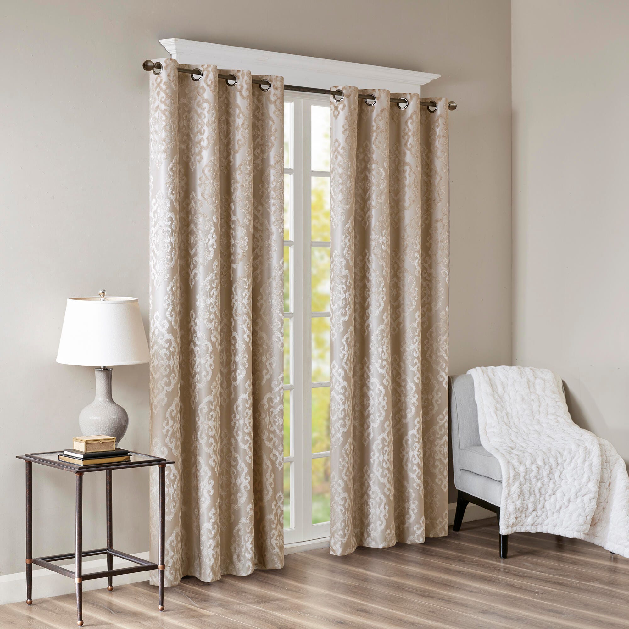 SunSmart Mirage Knitted Jacquard Damask Total Blackout Curtain Panel