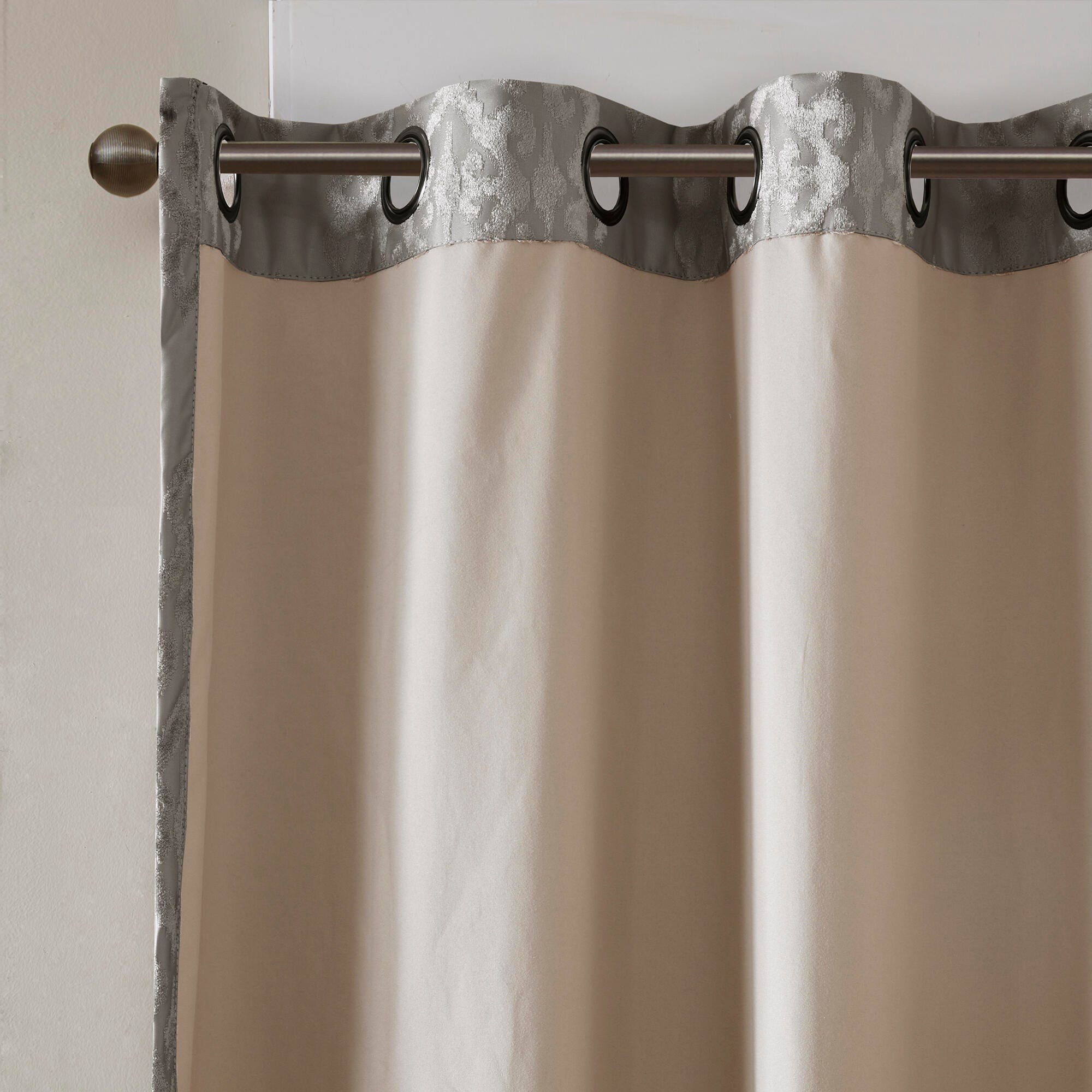 SunSmart Mirage Knitted Jacquard Damask Total Blackout Curtain Panel, Charcoal, large