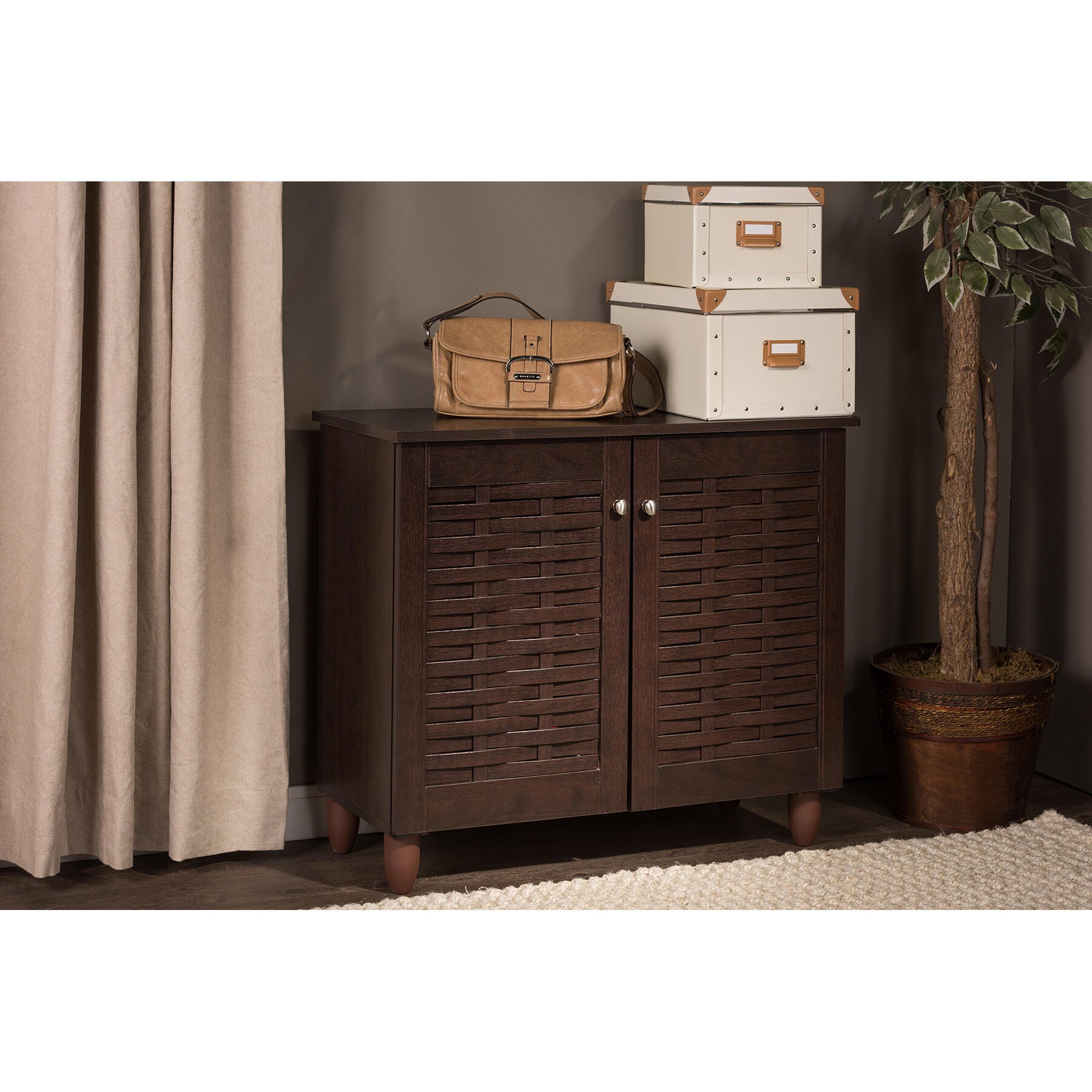 Baxton Studio Winda 2-Door Shoe Storage Cabinet, , large