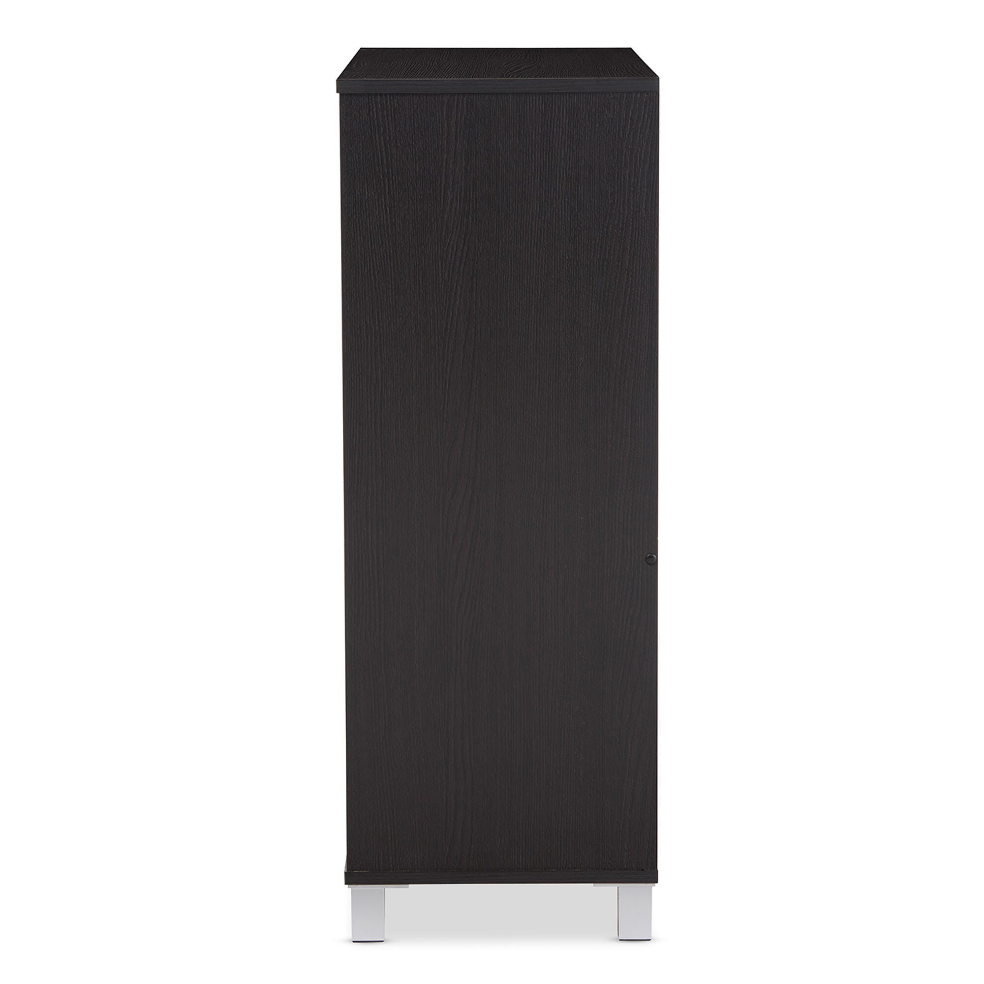 Baxton Studio Shirley 2-Door Shoe Cabinet with Open Shelves, Dark Brown, large