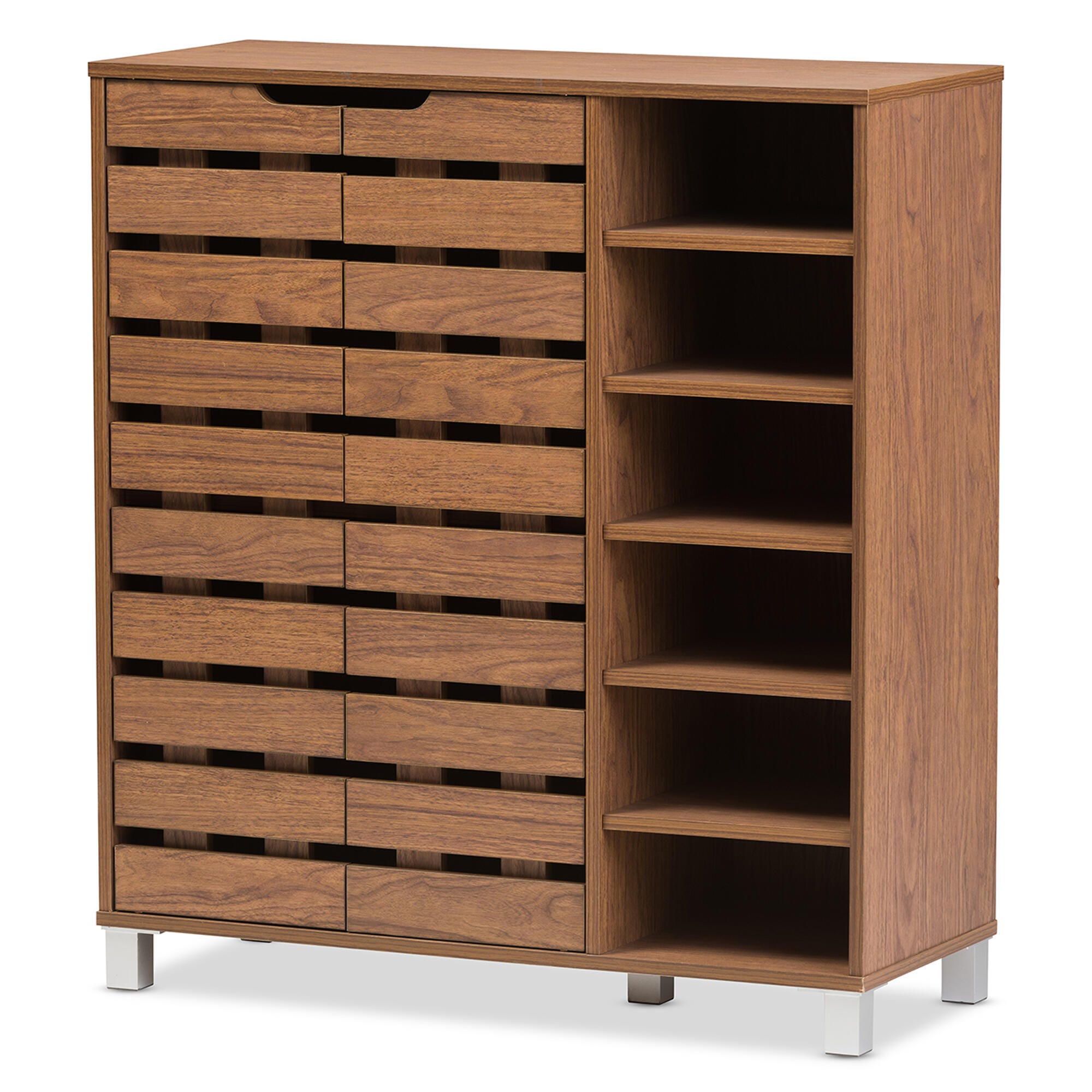 Baxton Studio Shirley 2-Door Shoe Cabinet with Open Shelves | Ashley