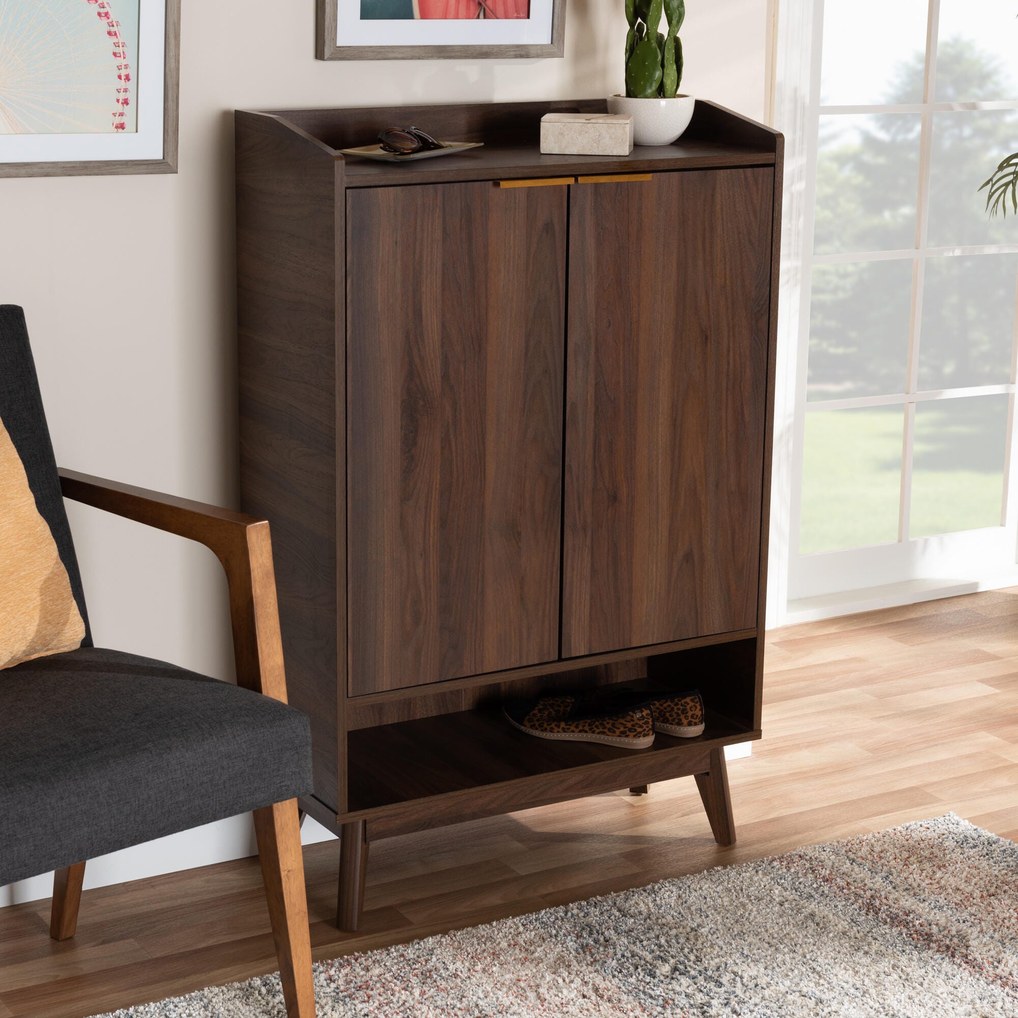 Baxton Studio Lena 5-Shelf Shoe Cabinet, , large