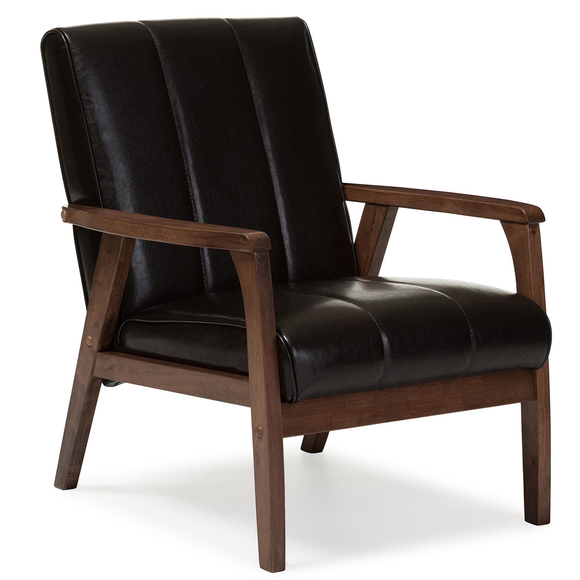 Baxton Studio Nikko Lounge Chair, Brown, large
