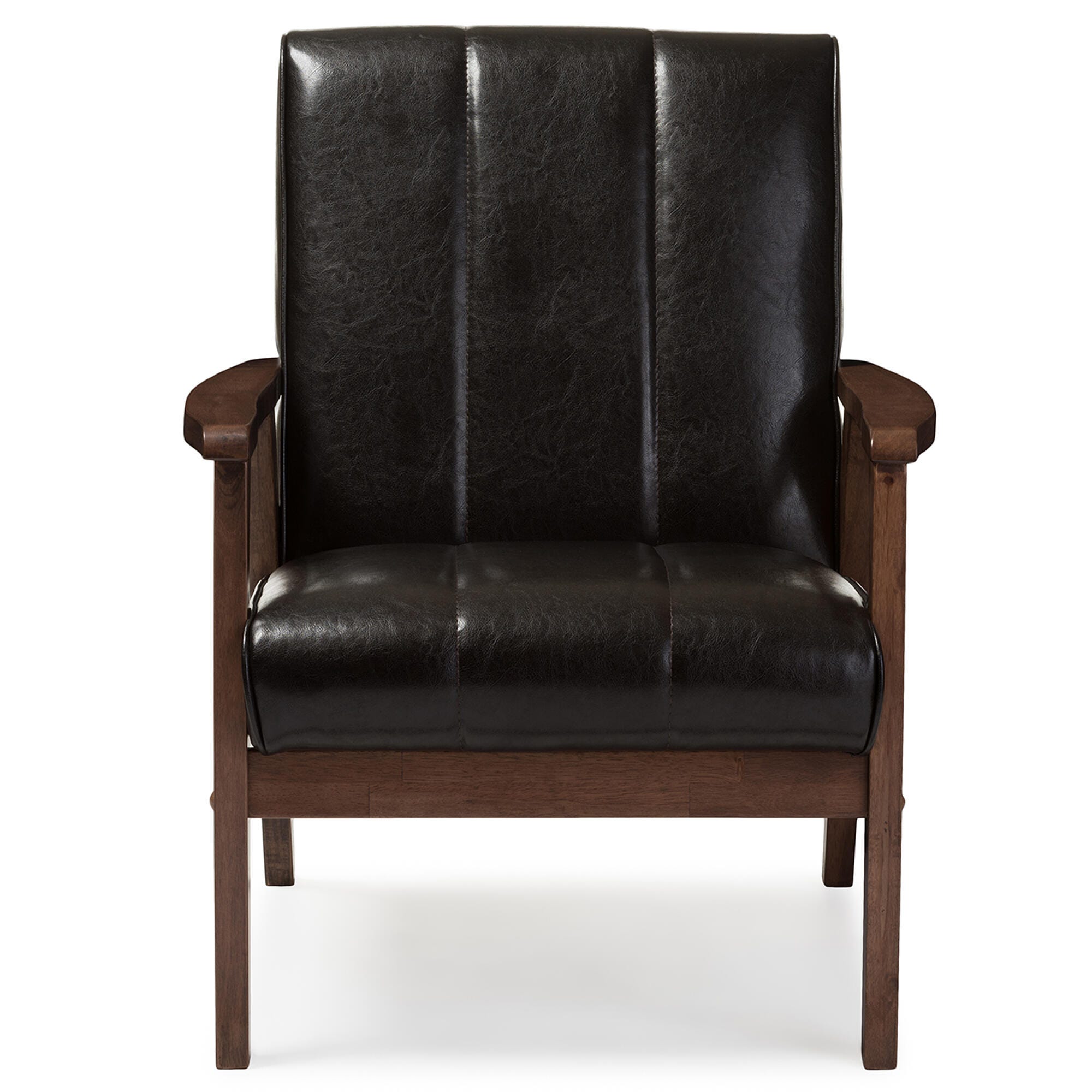 Baxton Studio Nikko Lounge Chair, Brown, large