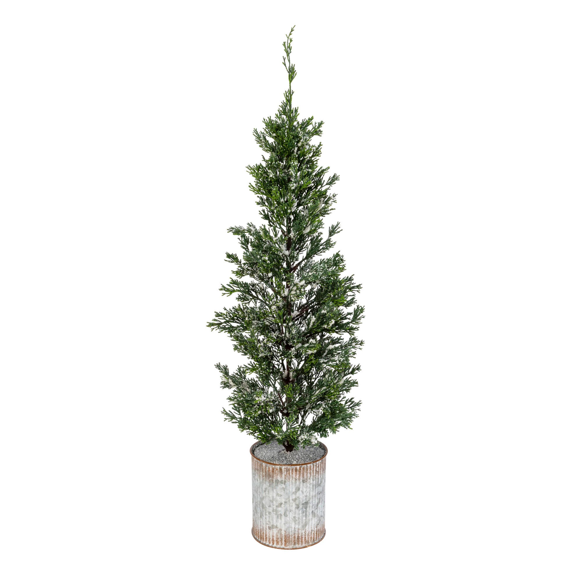 Christmas 35" Snowy Pine Tree In Tin Pot, , rollover