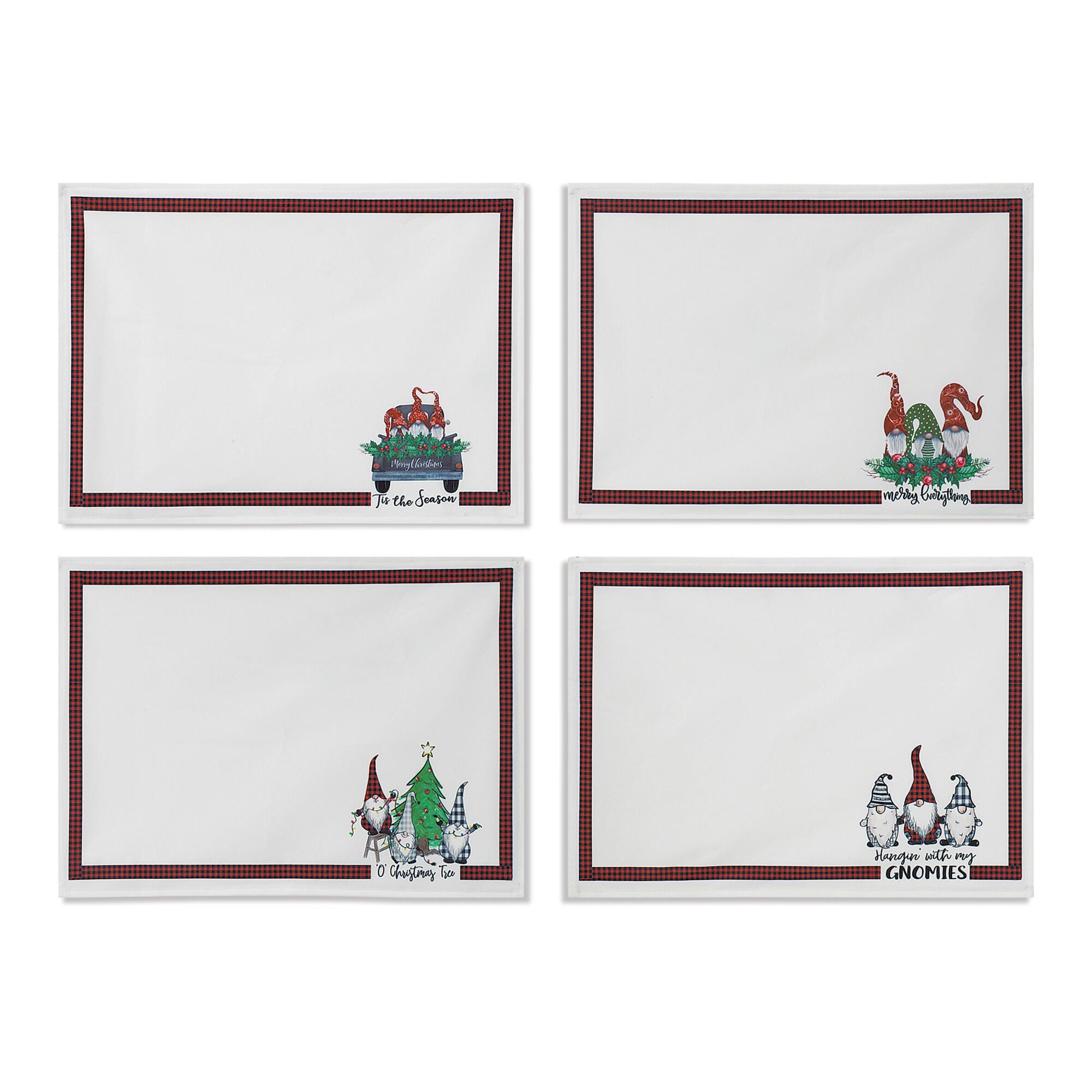 Christmas Fabric Gnome Design Placemats (set Of 4), , large