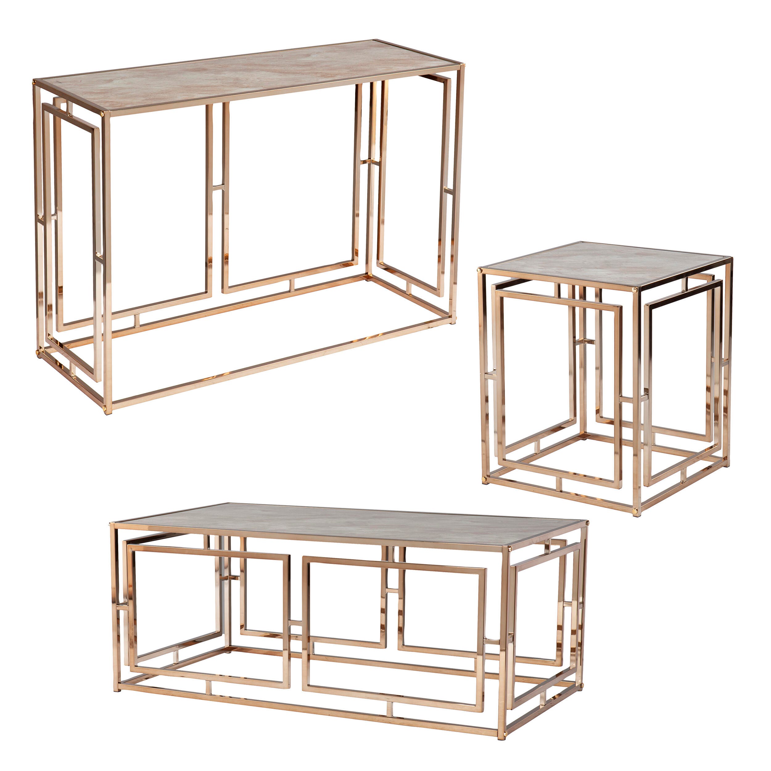Southern Enterprises Chucksville Faux Marble Cocktail Table, , large
