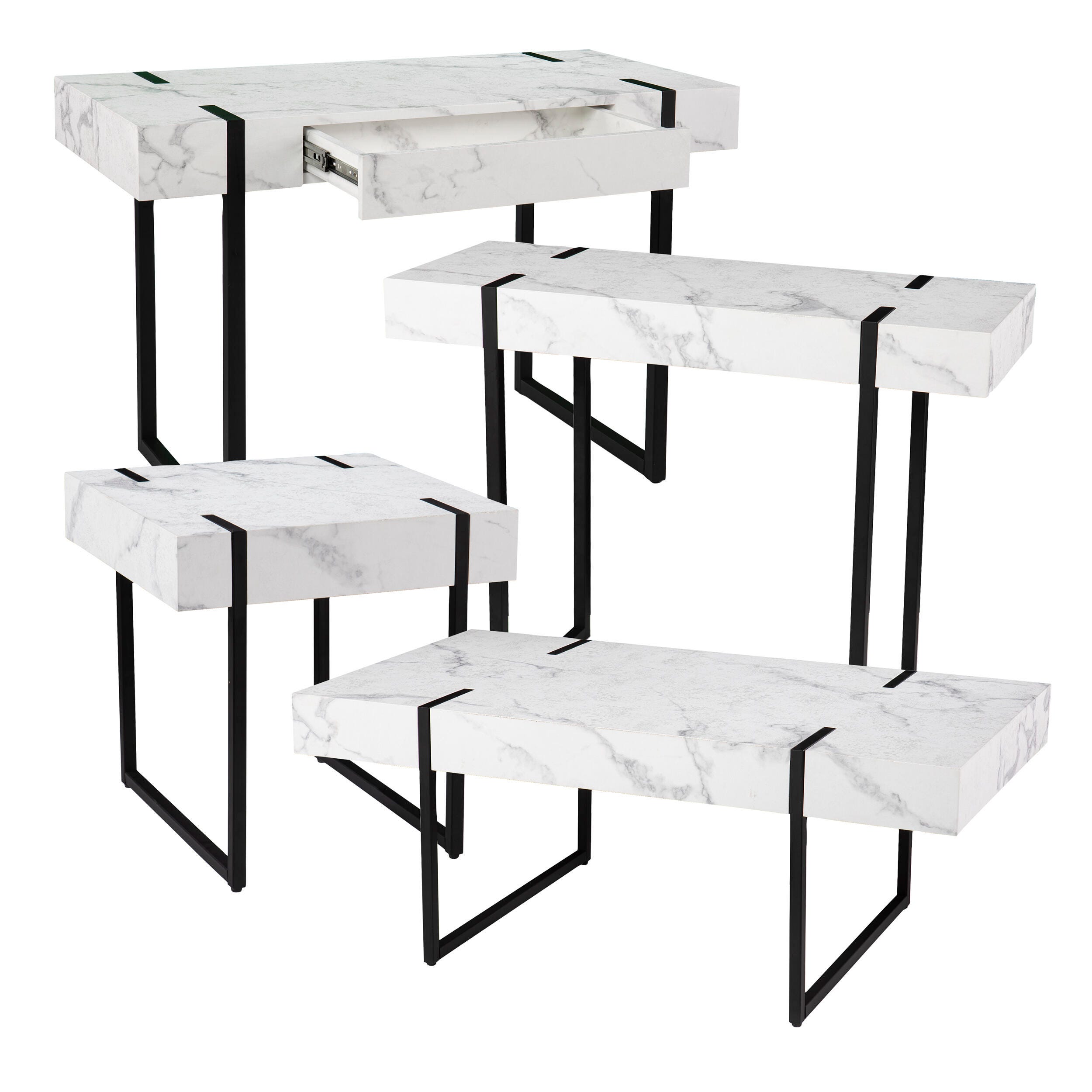 Southern Enterprises Kalyu Modern Faux Marble Cocktail Table, , large