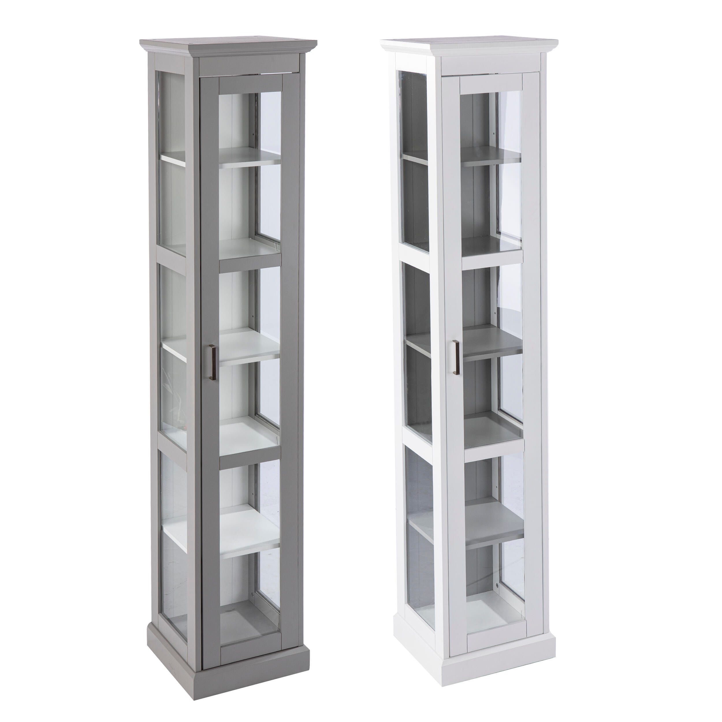Southern Enterprises Donnie Tall Curio Cabinet, White/Cool Gray, large