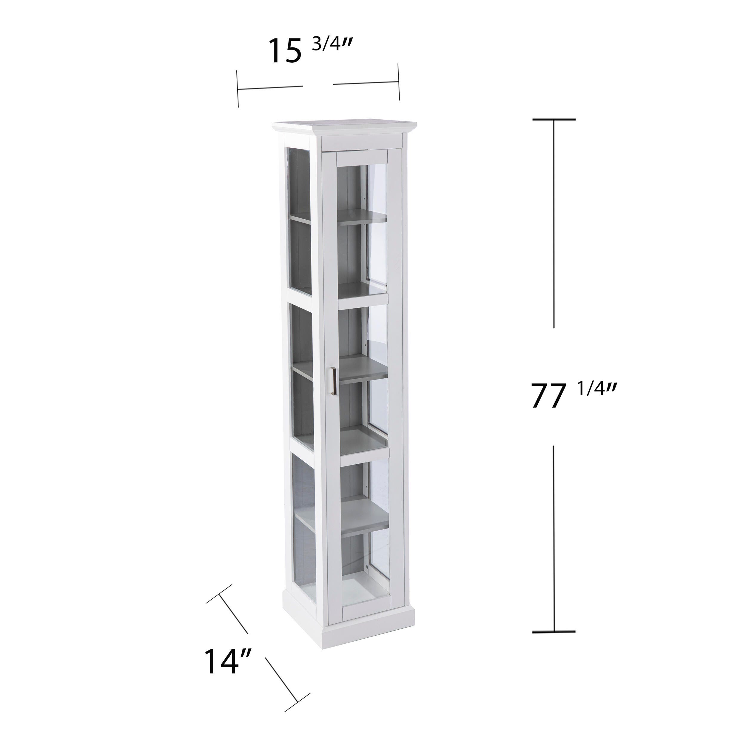 Southern Enterprises Donnie Tall Curio Cabinet, White/Cool Gray, large