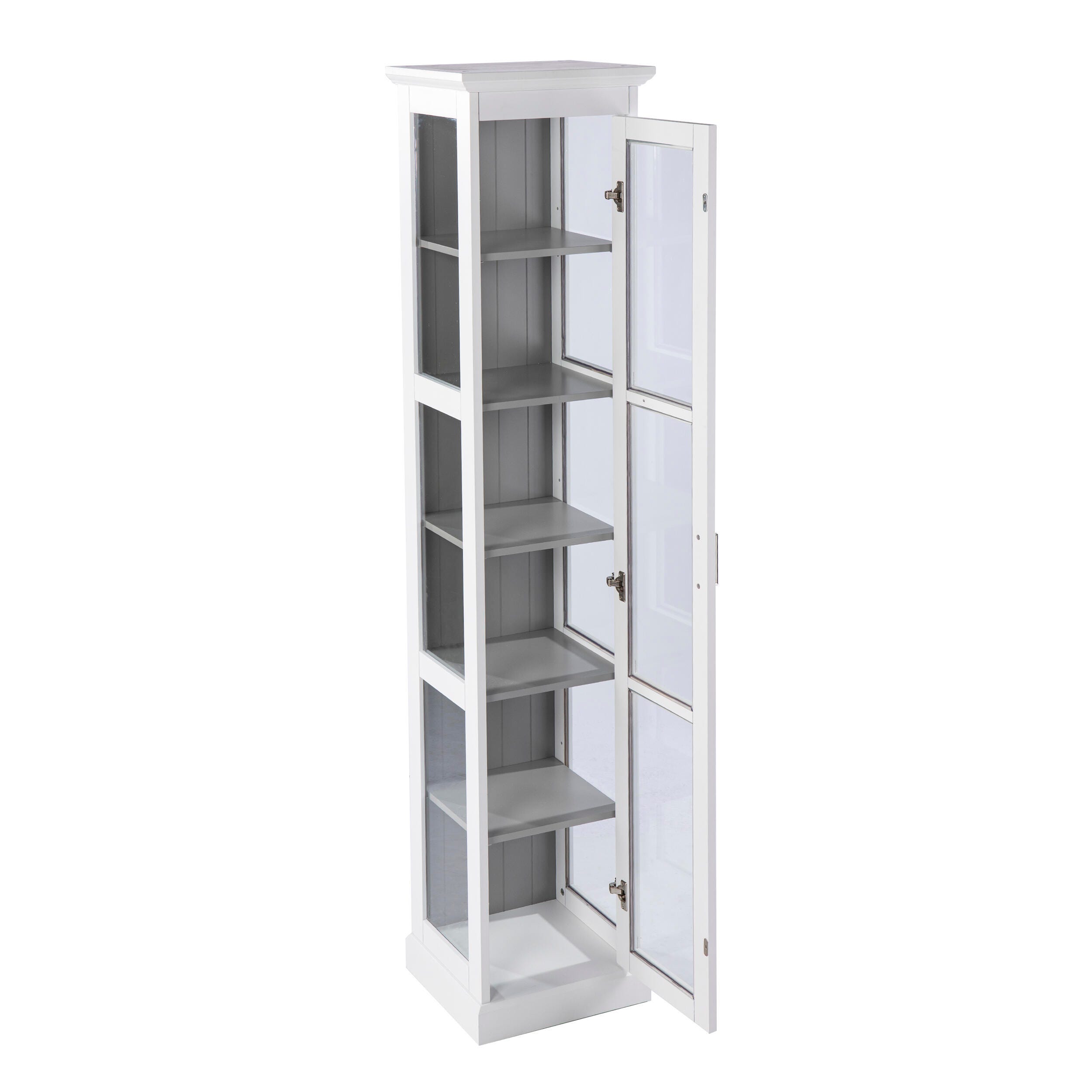 Southern Enterprises Donnie Tall Curio Cabinet, White/Cool Gray, large