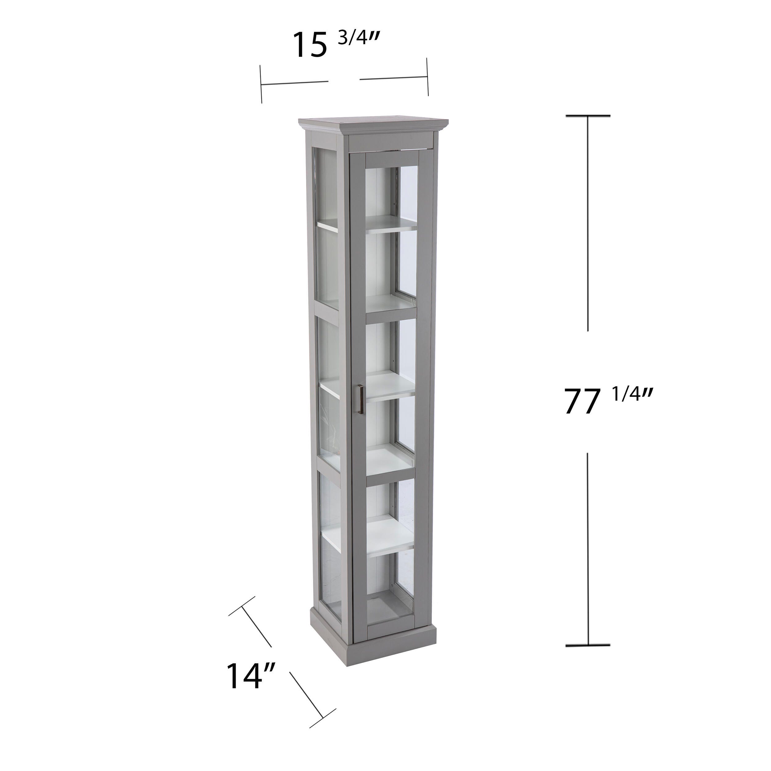 Southern Enterprises Donnie Tall Curio Cabinet, Cool Gray/White, large