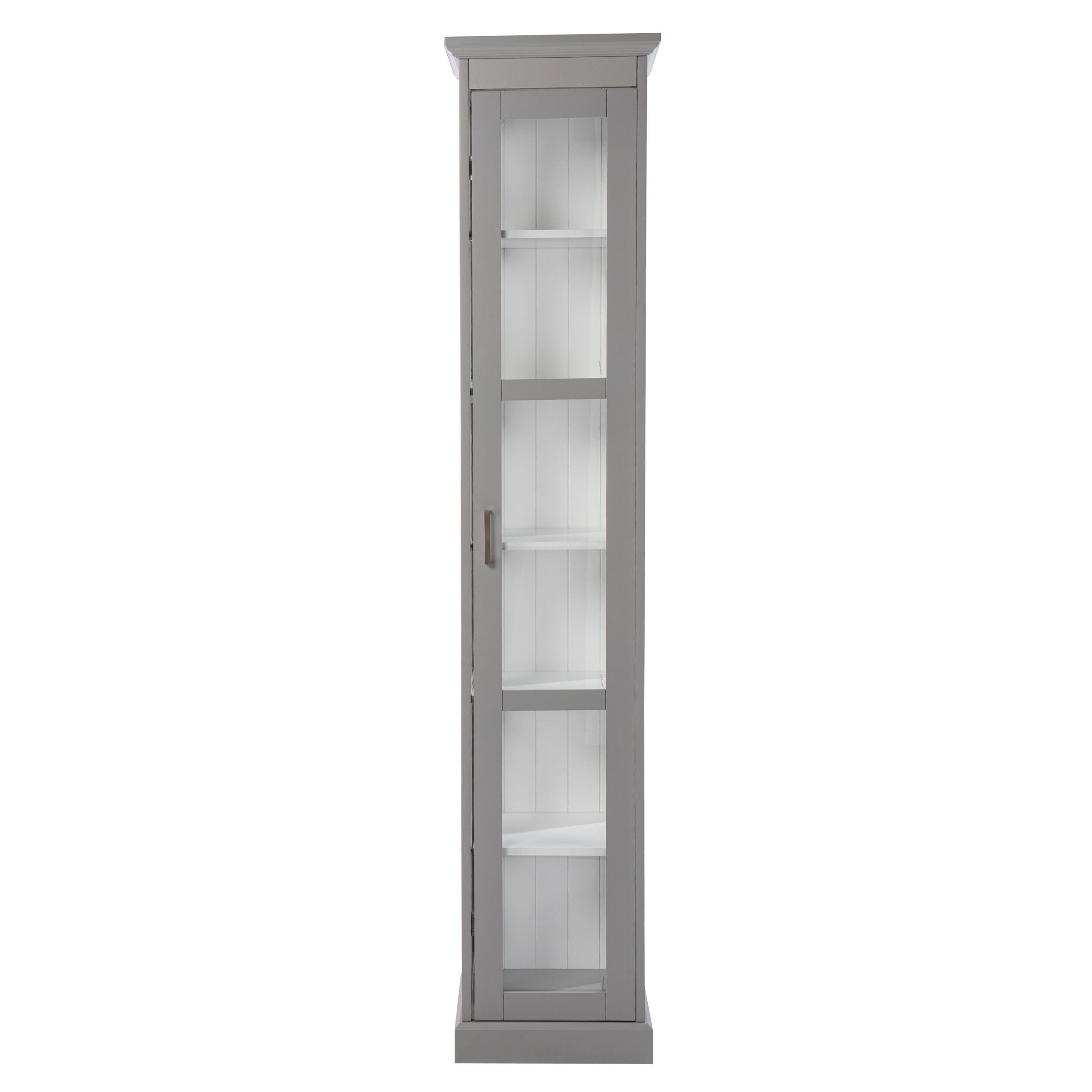 Southern Enterprises Donnie Tall Curio Cabinet, Cool Gray/White, large