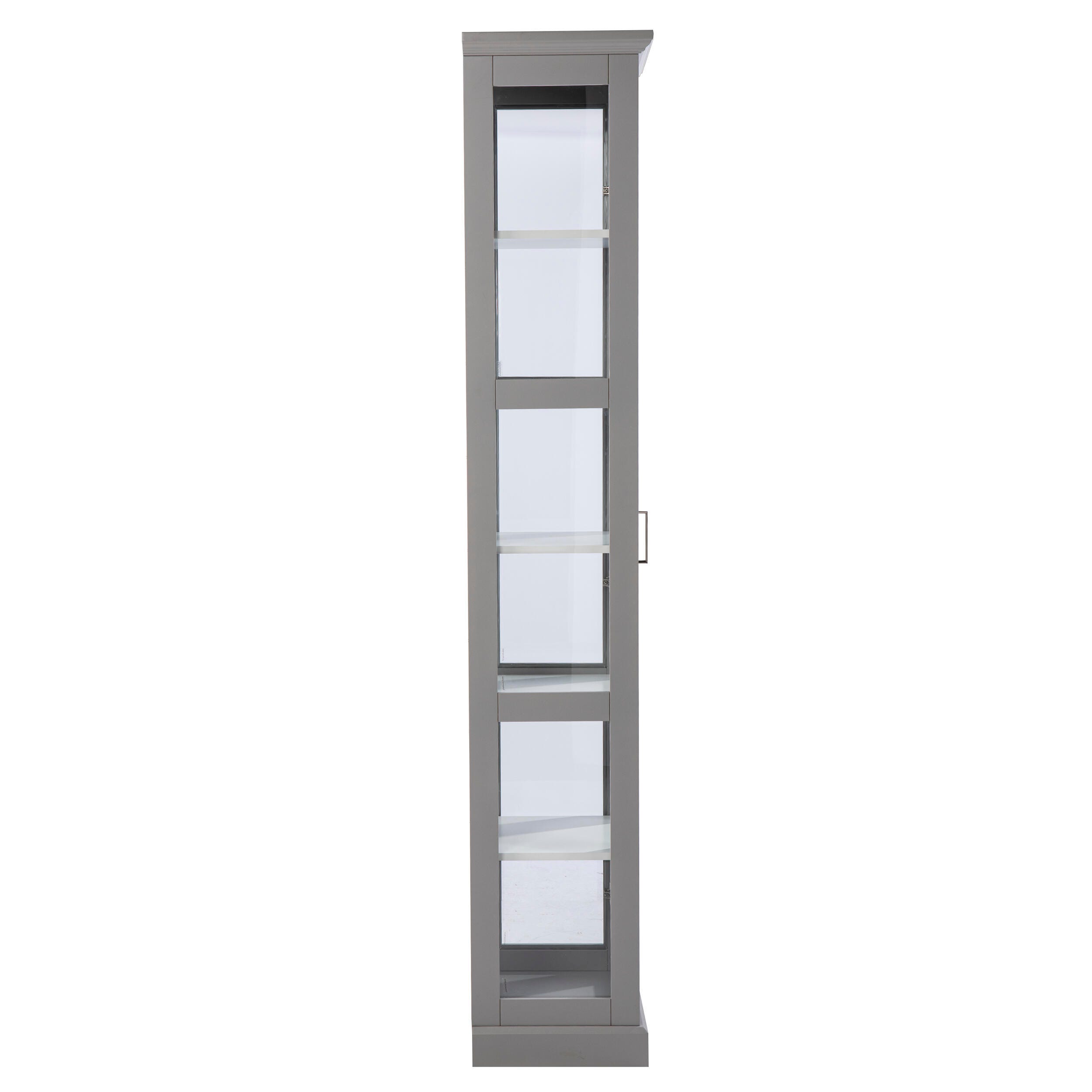 Southern Enterprises Donnie Tall Curio Cabinet, Cool Gray/White, large