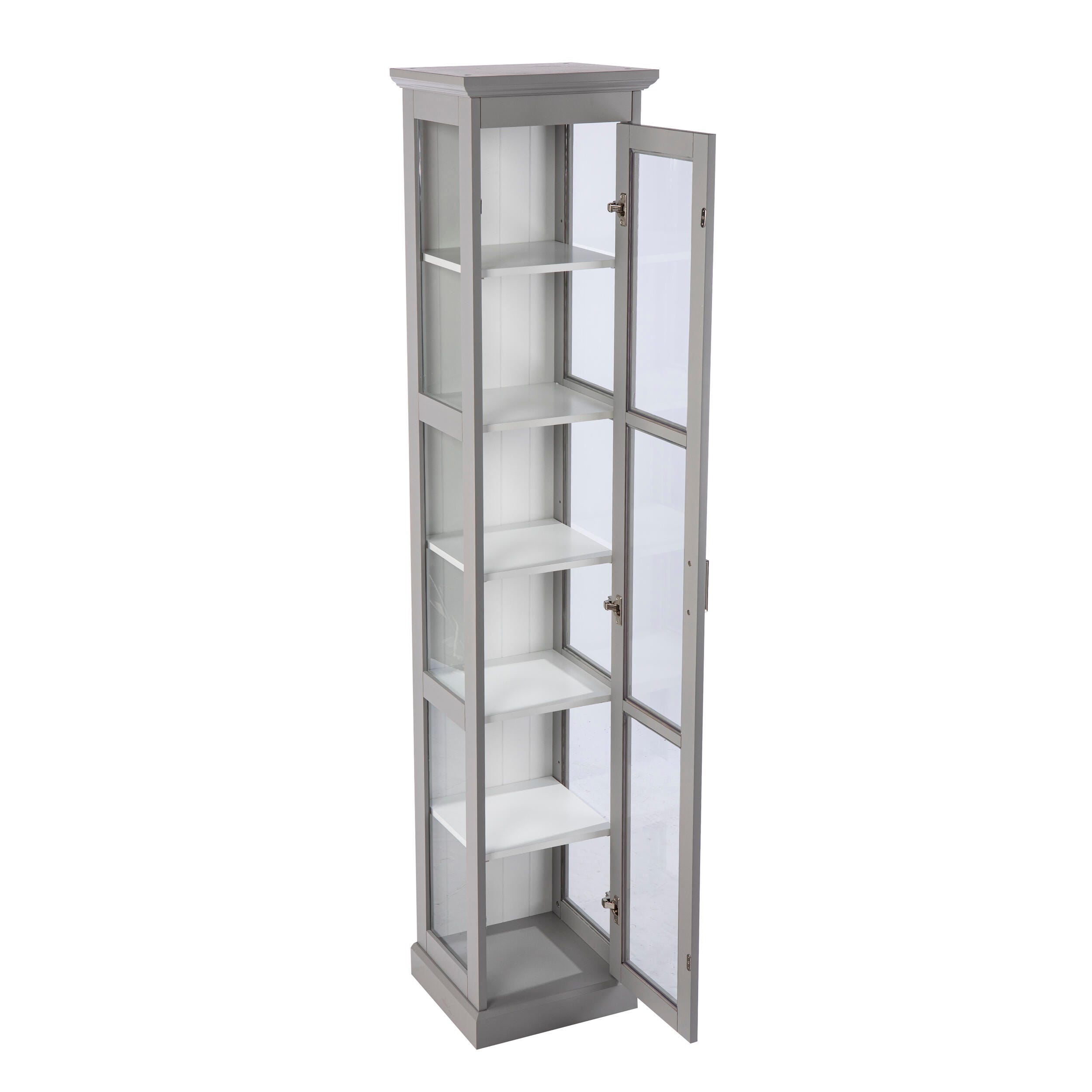 Southern Enterprises Donnie Tall Curio Cabinet, Cool Gray/White, large