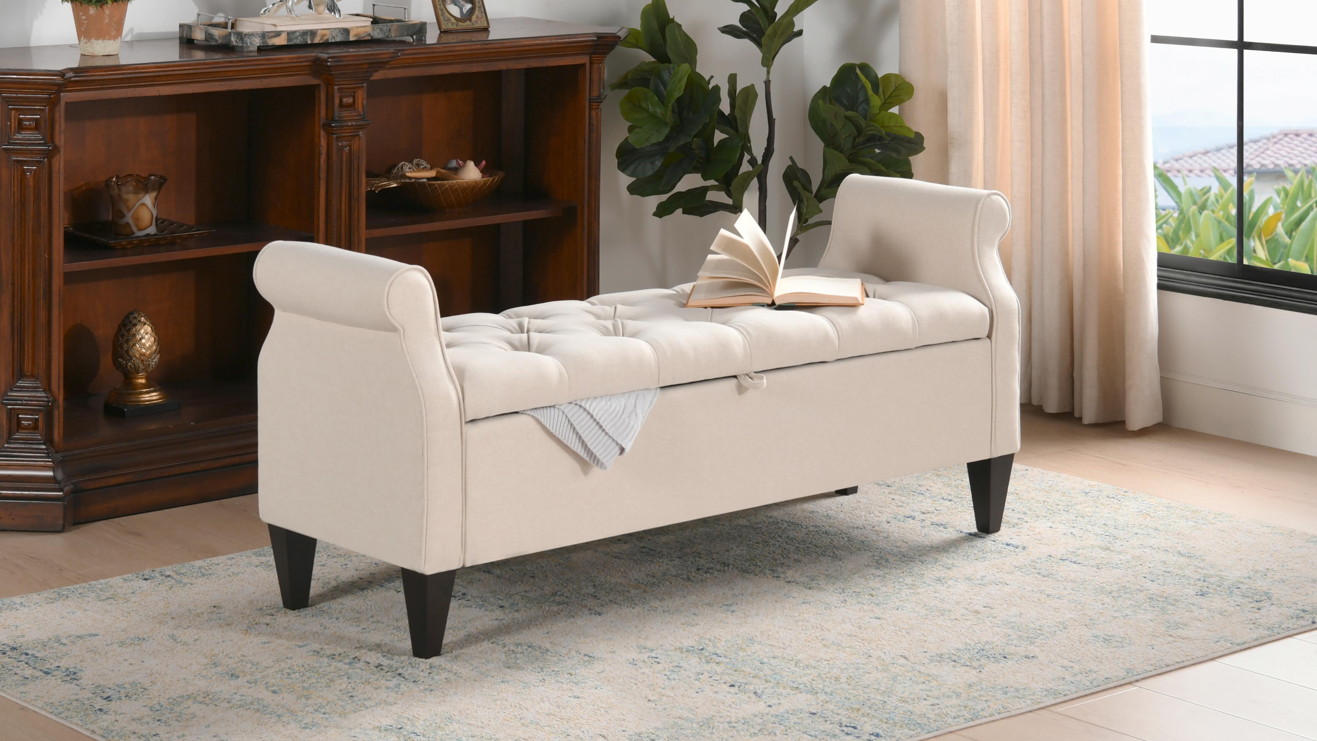 Jacqueline Roll Arm Jacqueline Roll Arm Storage Bench, , rollover