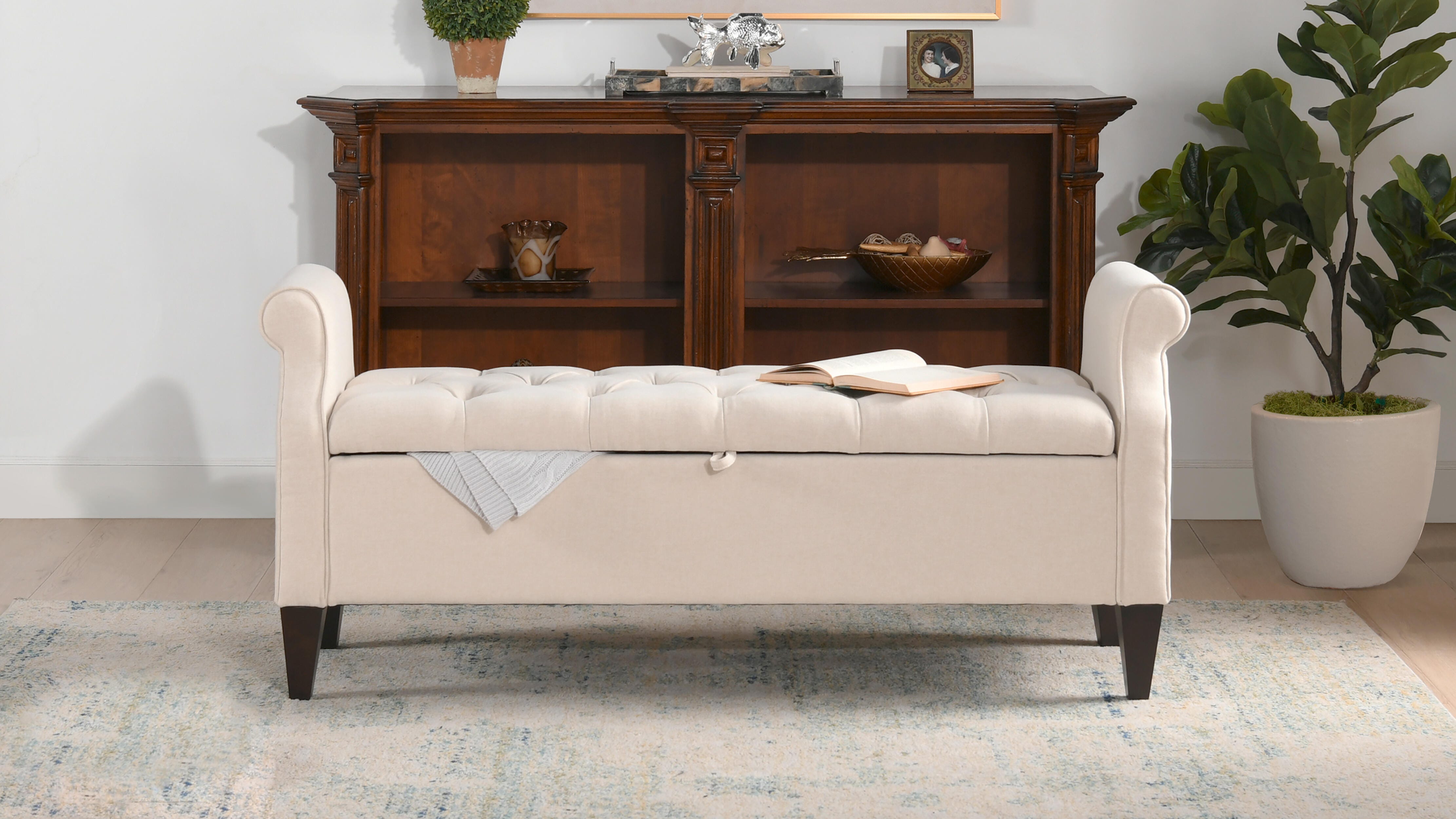 Jennifer Taylor Home Jacqueline Jacqueline Roll Arm Storage Bench, , large