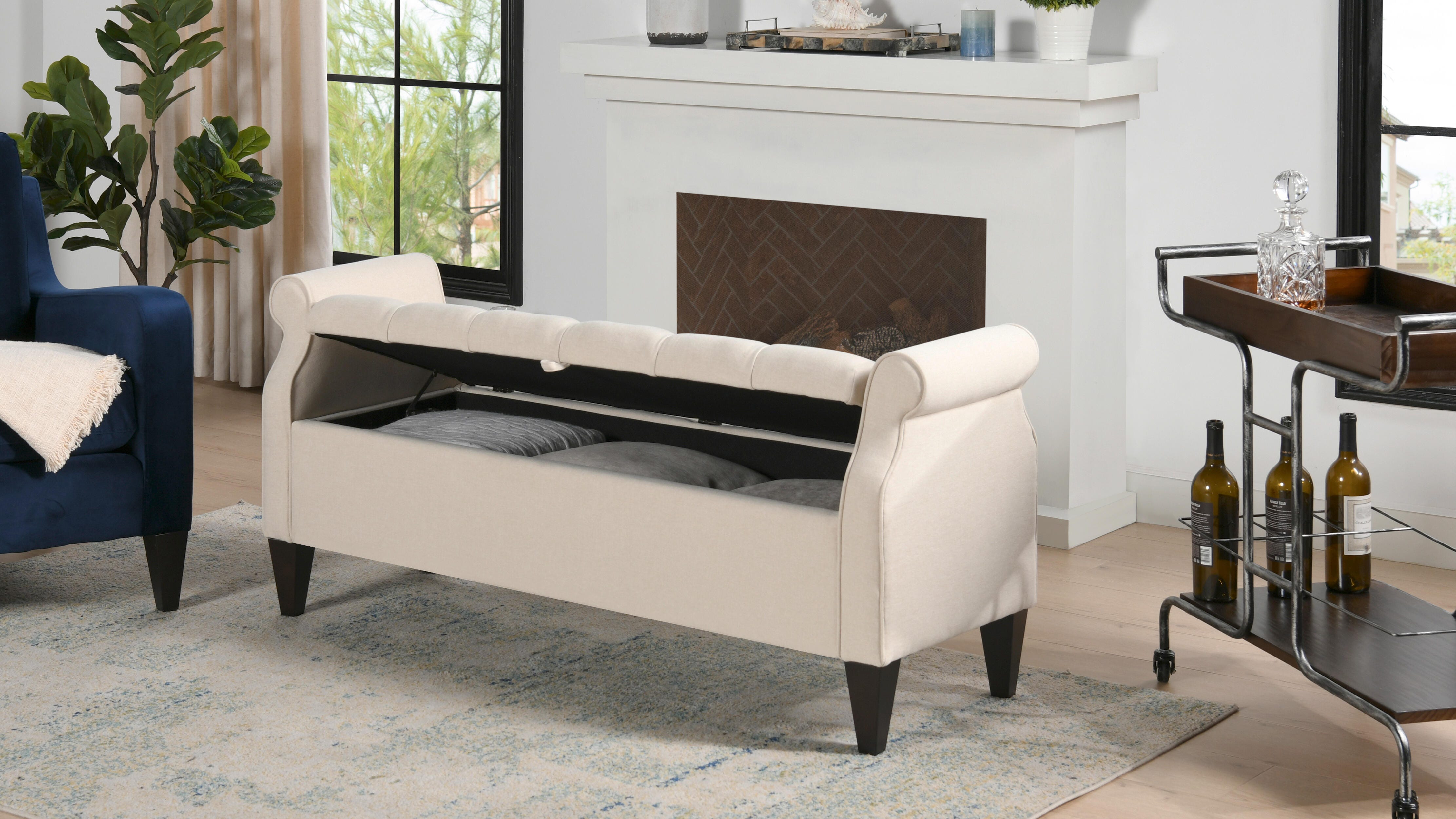 Jennifer Taylor Home Jacqueline Jacqueline Roll Arm Storage Bench, , large