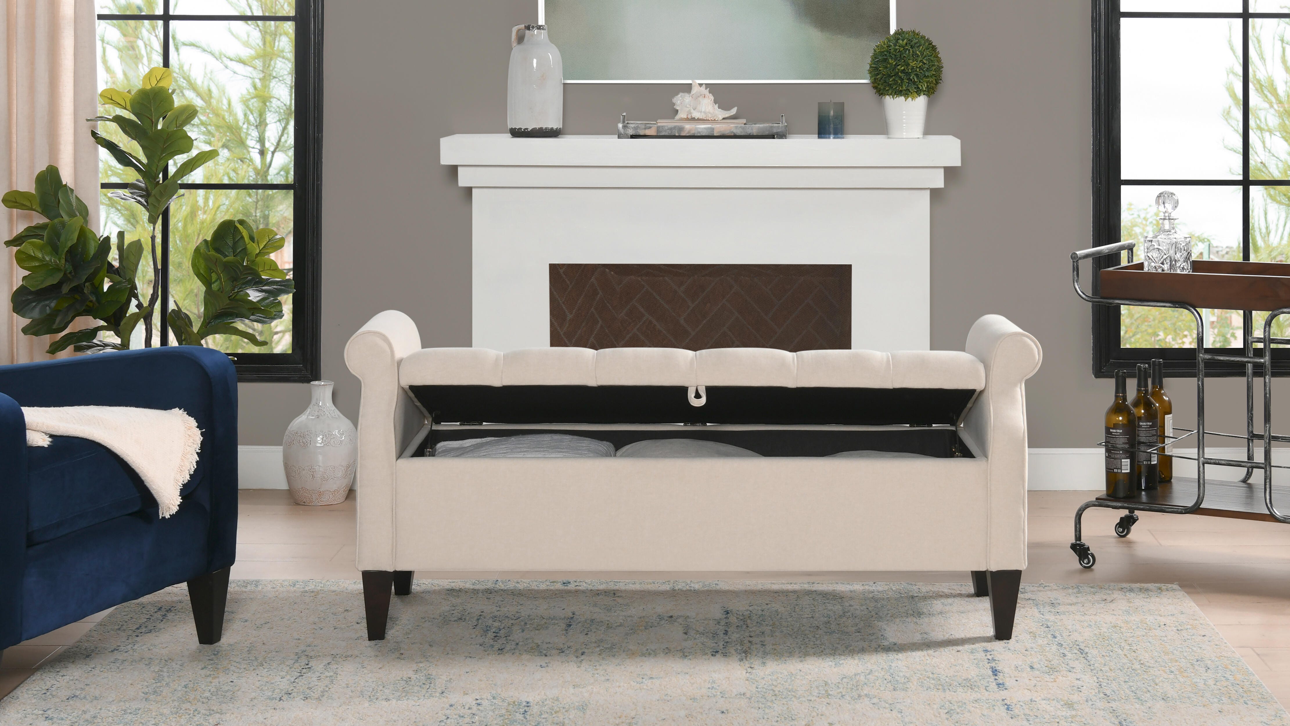 Jennifer Taylor Home Jacqueline Jacqueline Roll Arm Storage Bench, , large
