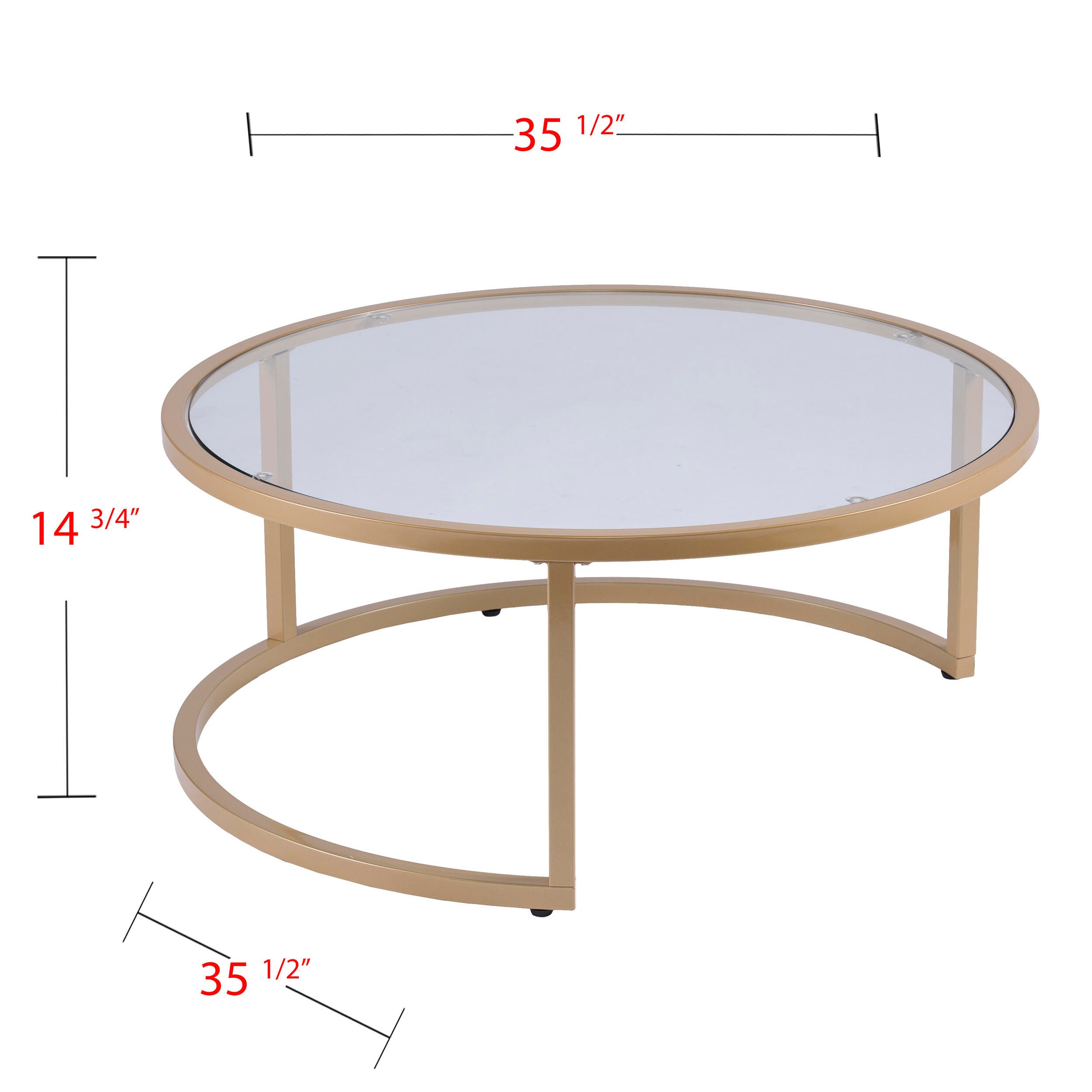 Southern Enterprises Gabe Glam Nesting Cocktail Table 2pc Set – Gold, , large