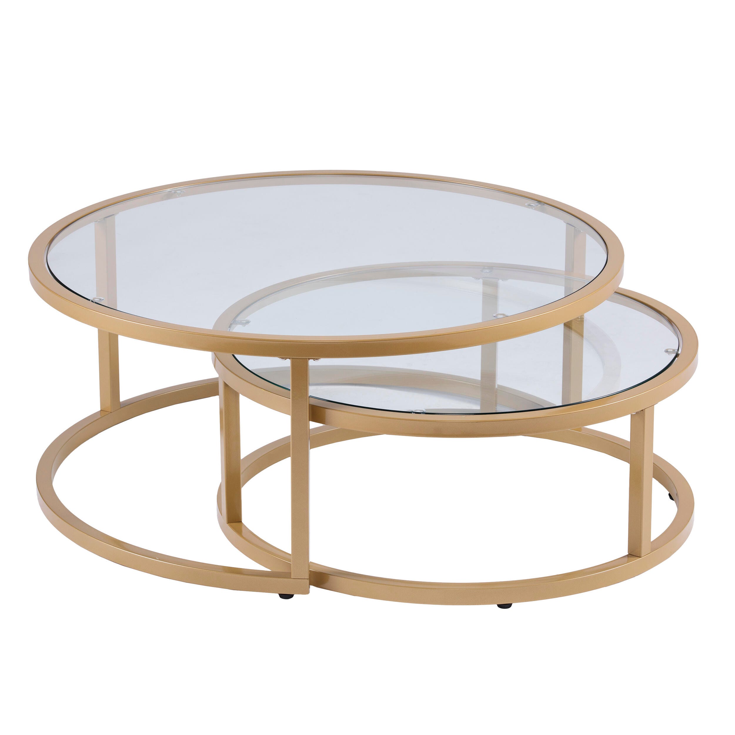 Southern Enterprises Gabe Glam Nesting Cocktail Table 2pc Set &ndash; Gold, , large