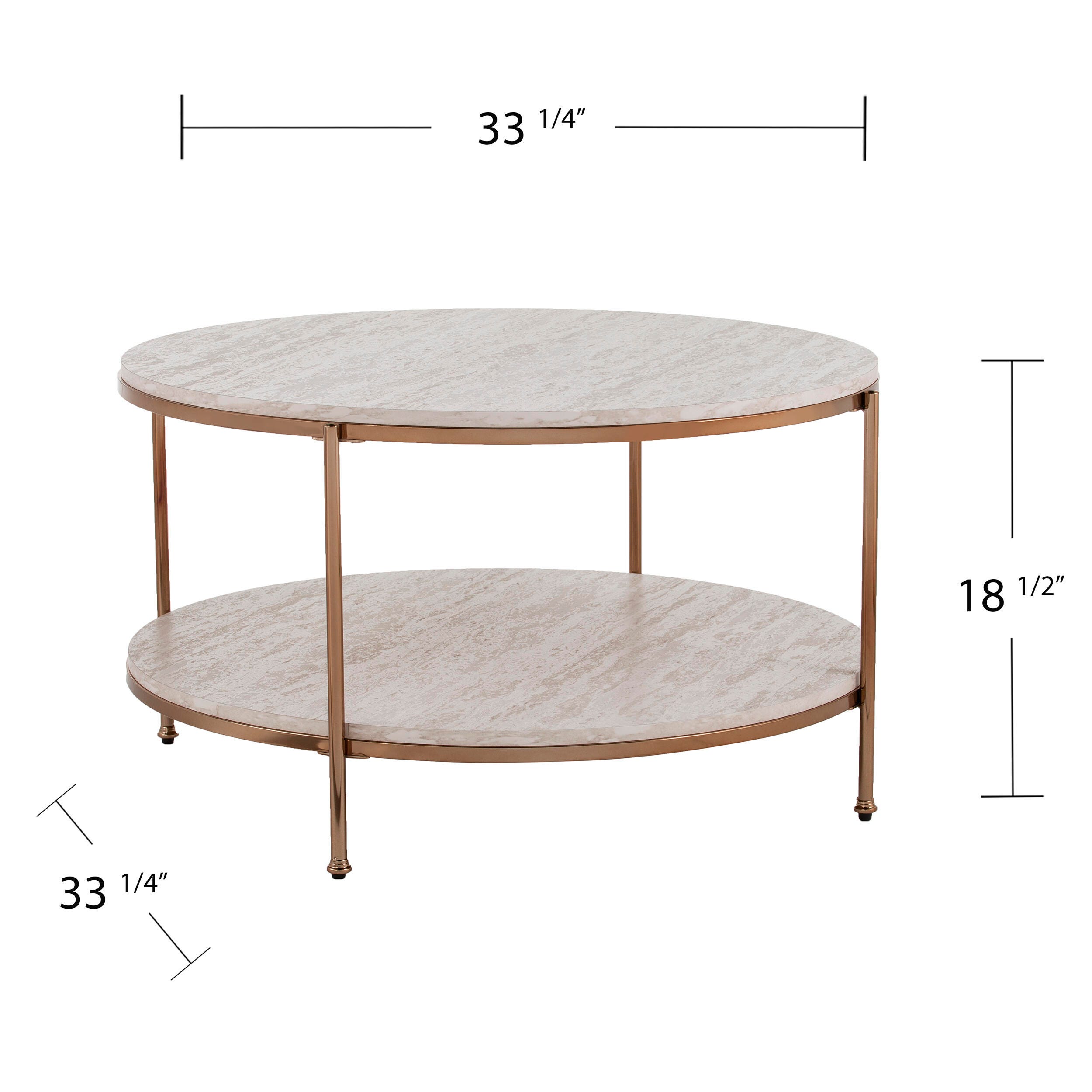 Southern Enterprises Cancias Round Faux Stone Cocktail Table, , large