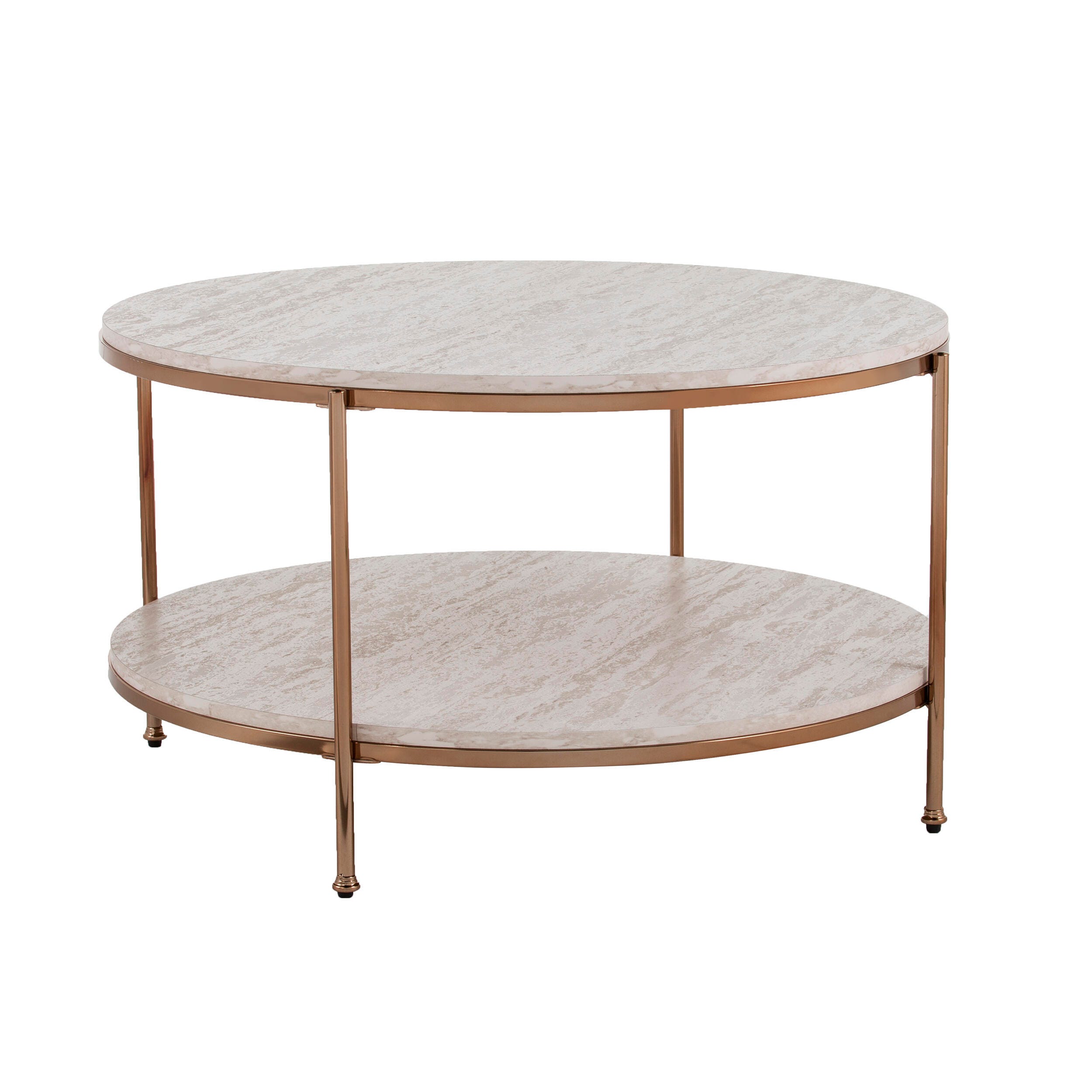 Southern Enterprises Cancias Round Faux Stone Cocktail Table, , large