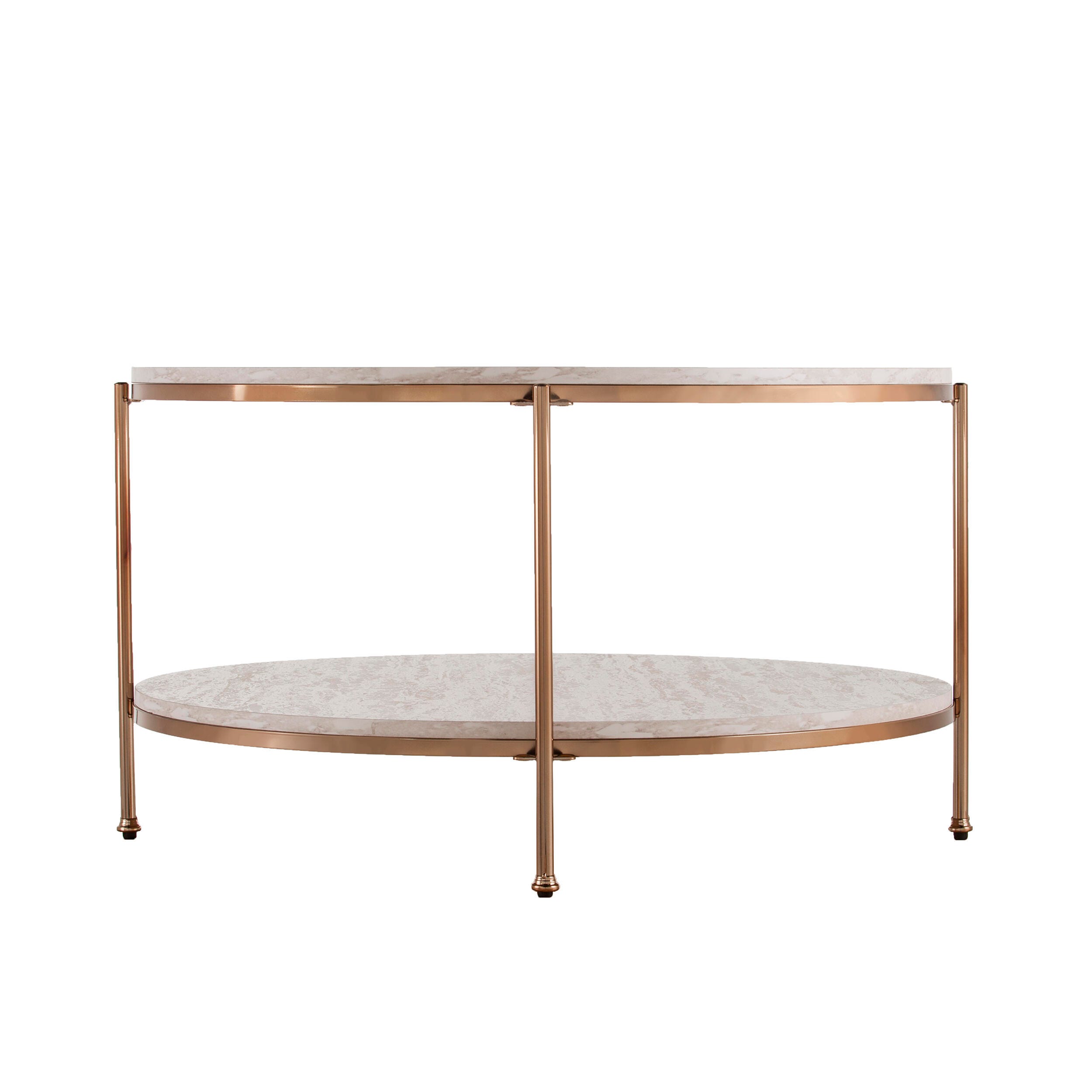 Southern Enterprises Cancias Round Faux Stone Cocktail Table, , large