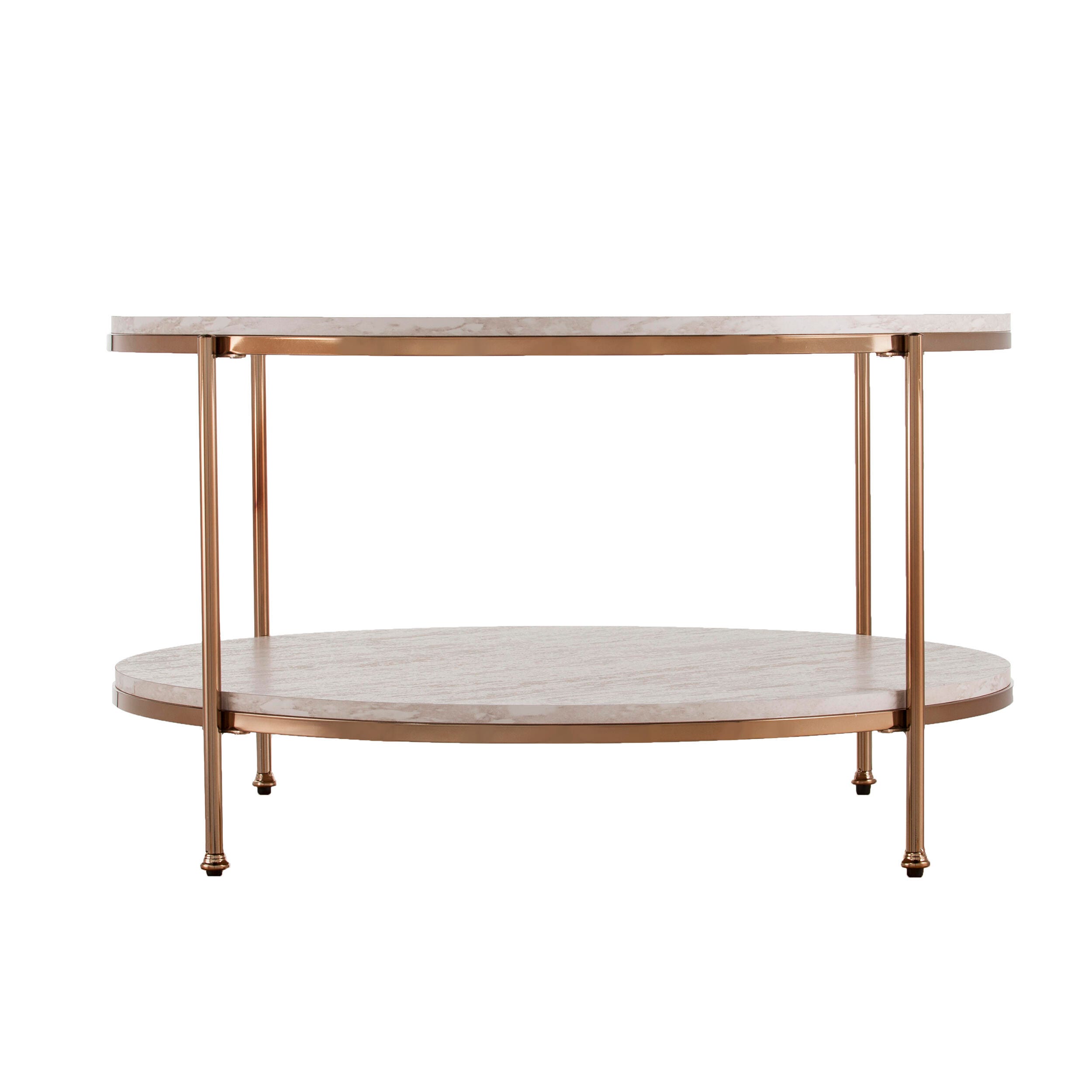 Southern Enterprises Cancias Round Faux Stone Cocktail Table, , large