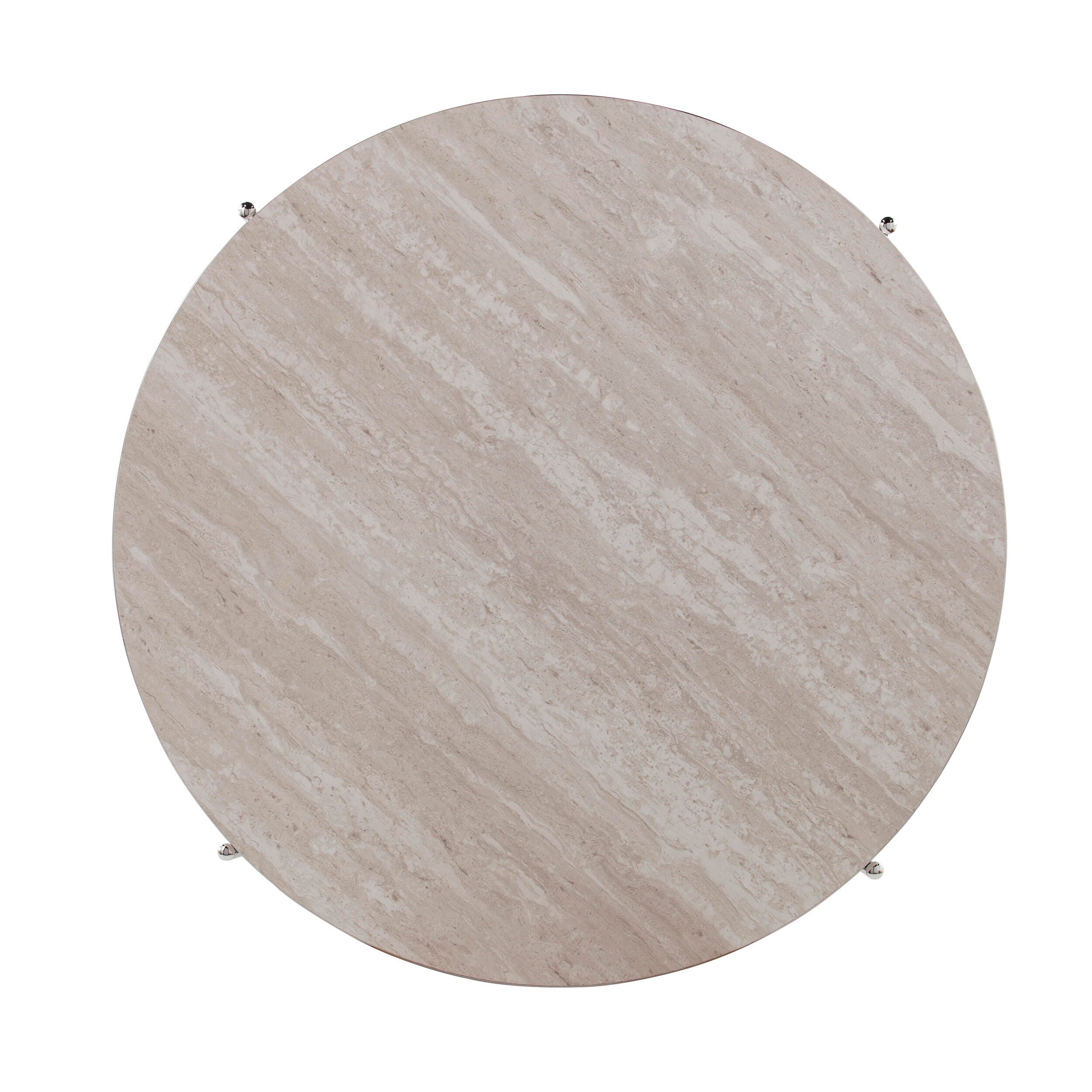 Southern Enterprises Cancias Round Faux Stone Cocktail Table, , large