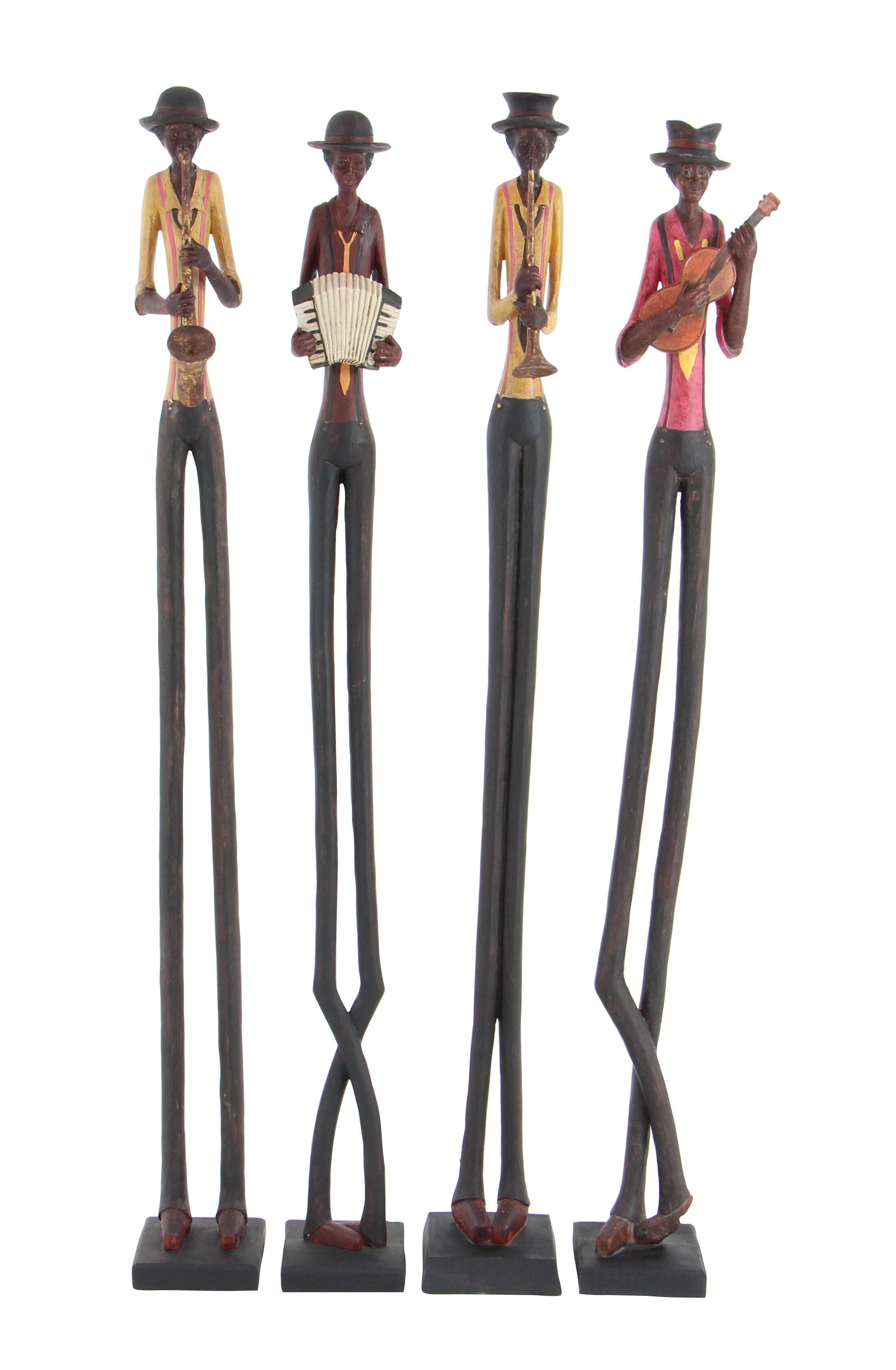 Bayberry Lane Eclectic Jazz Band Musician Sculpture Set, Dark Brown, large